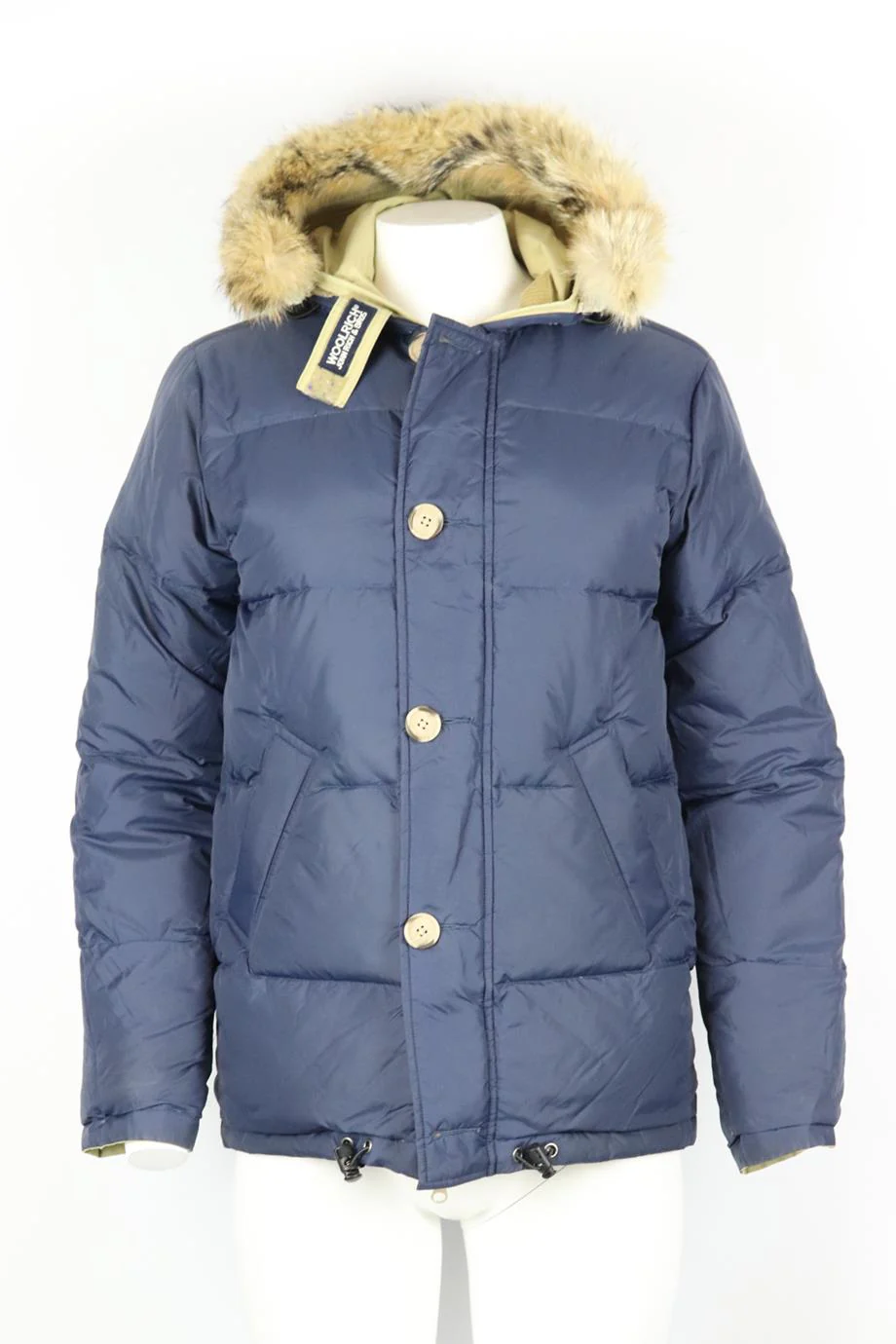 WOOLRICH HOODED REVERSIBLE FUR TRIMMED QUILTED SHELL DOWN JACKET SMALL - Image 6