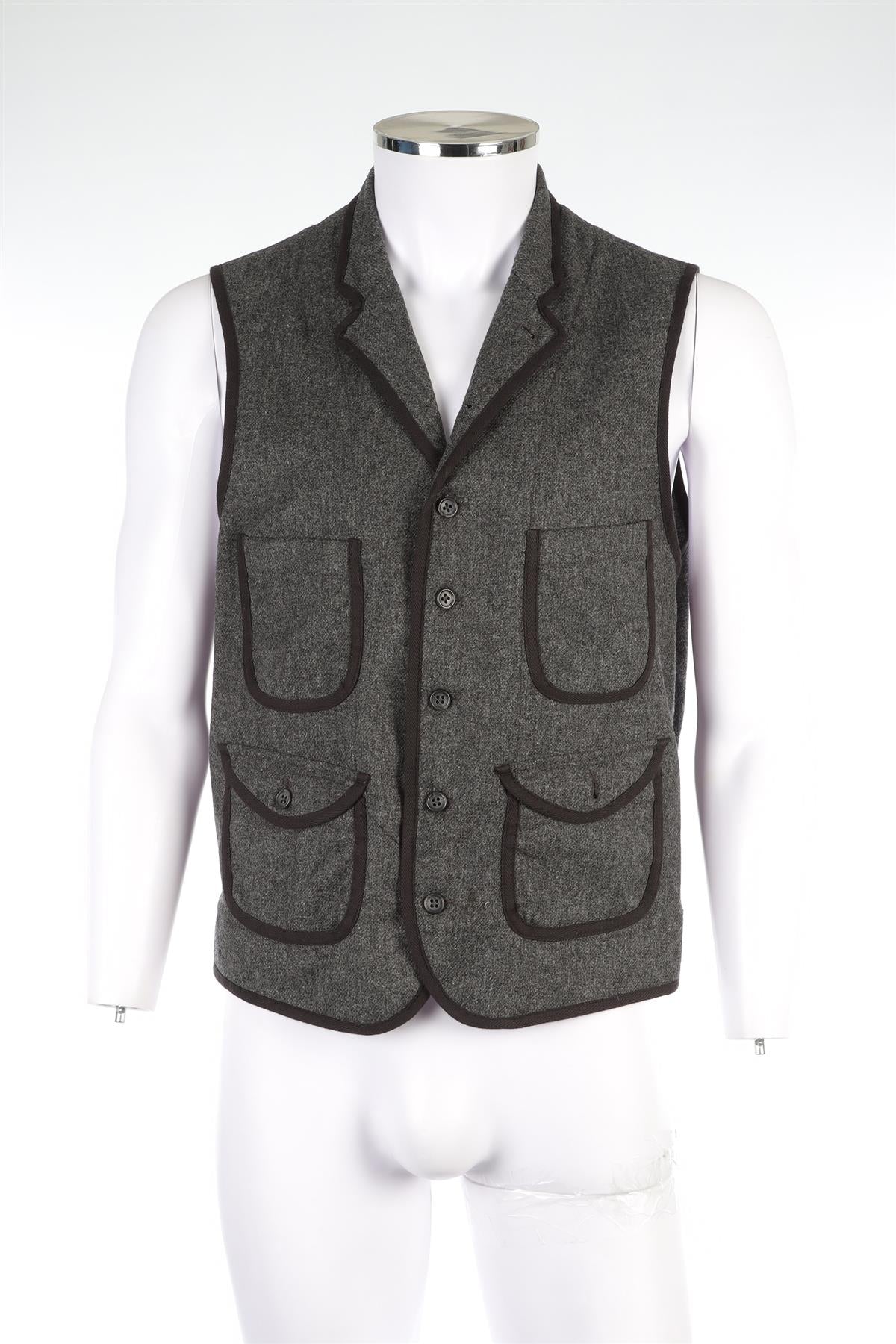 WOOLRICH WOOLEN MILLS GREY MEN'S WOOL WAIST COAT LARGE - Image 2
