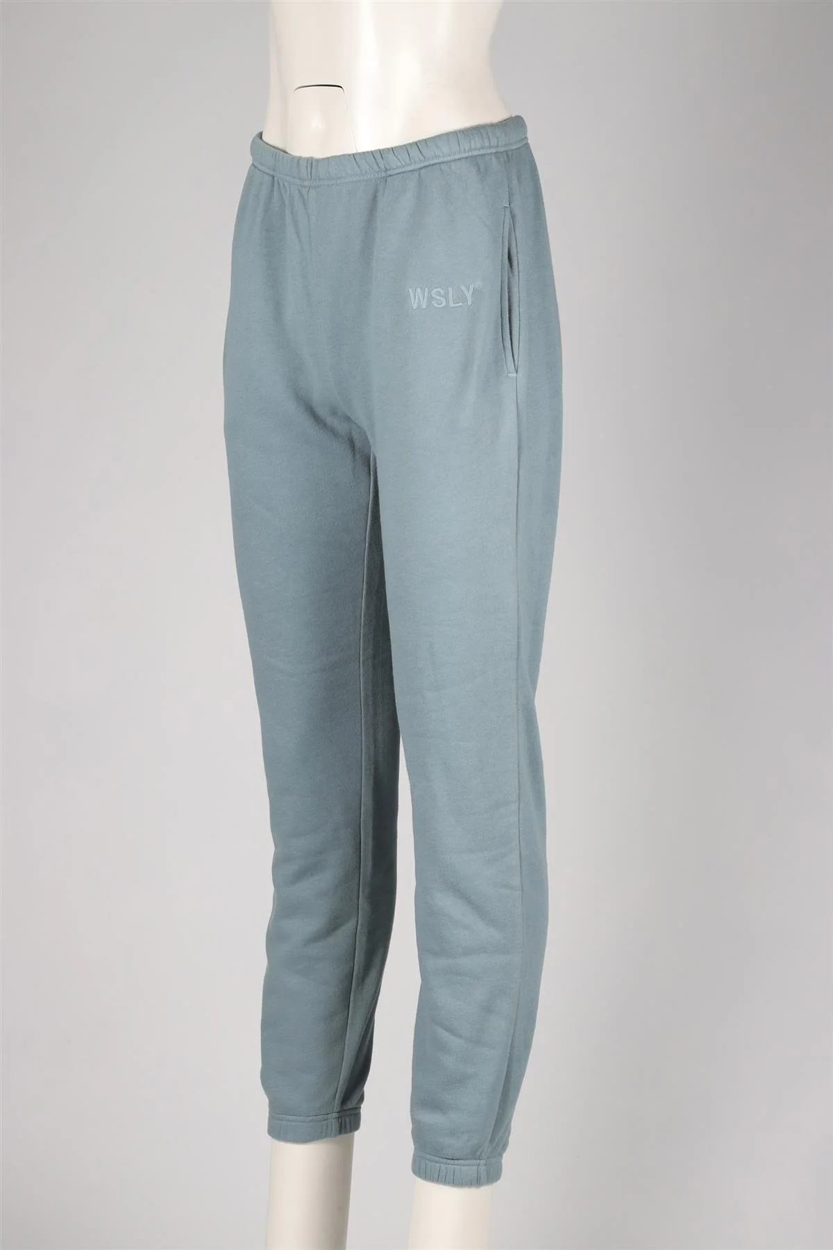 WSLY BLUE COTTON BLEND TRACK PANTS SMALL - Image 3