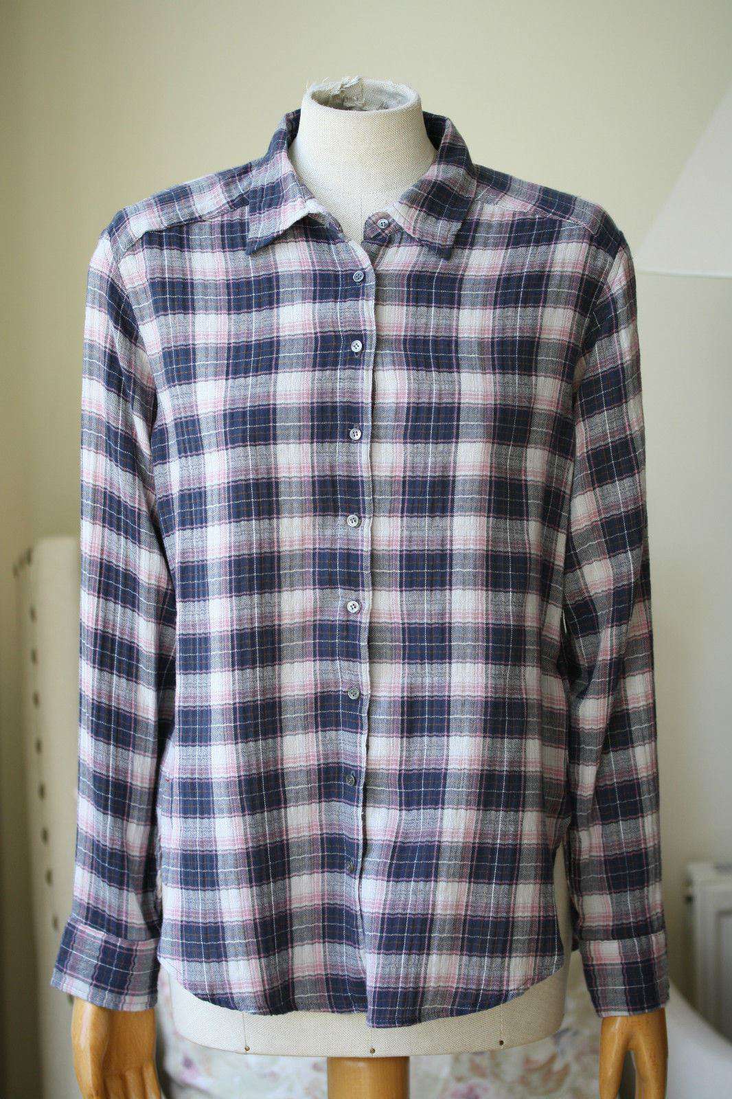 XIRENA PINK AND NAVY PLAID SHIRT XS - Image 2