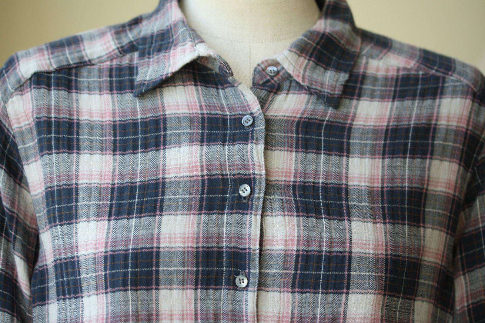 XIRENA PINK AND NAVY PLAID SHIRT XS - Image 4