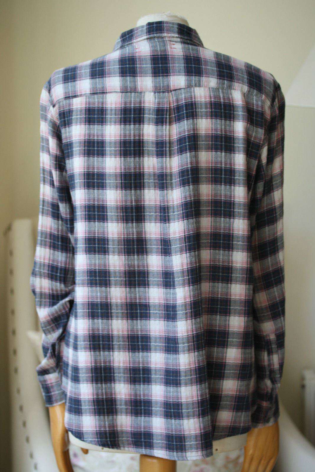 XIRENA PINK AND NAVY PLAID SHIRT XS - Image 5