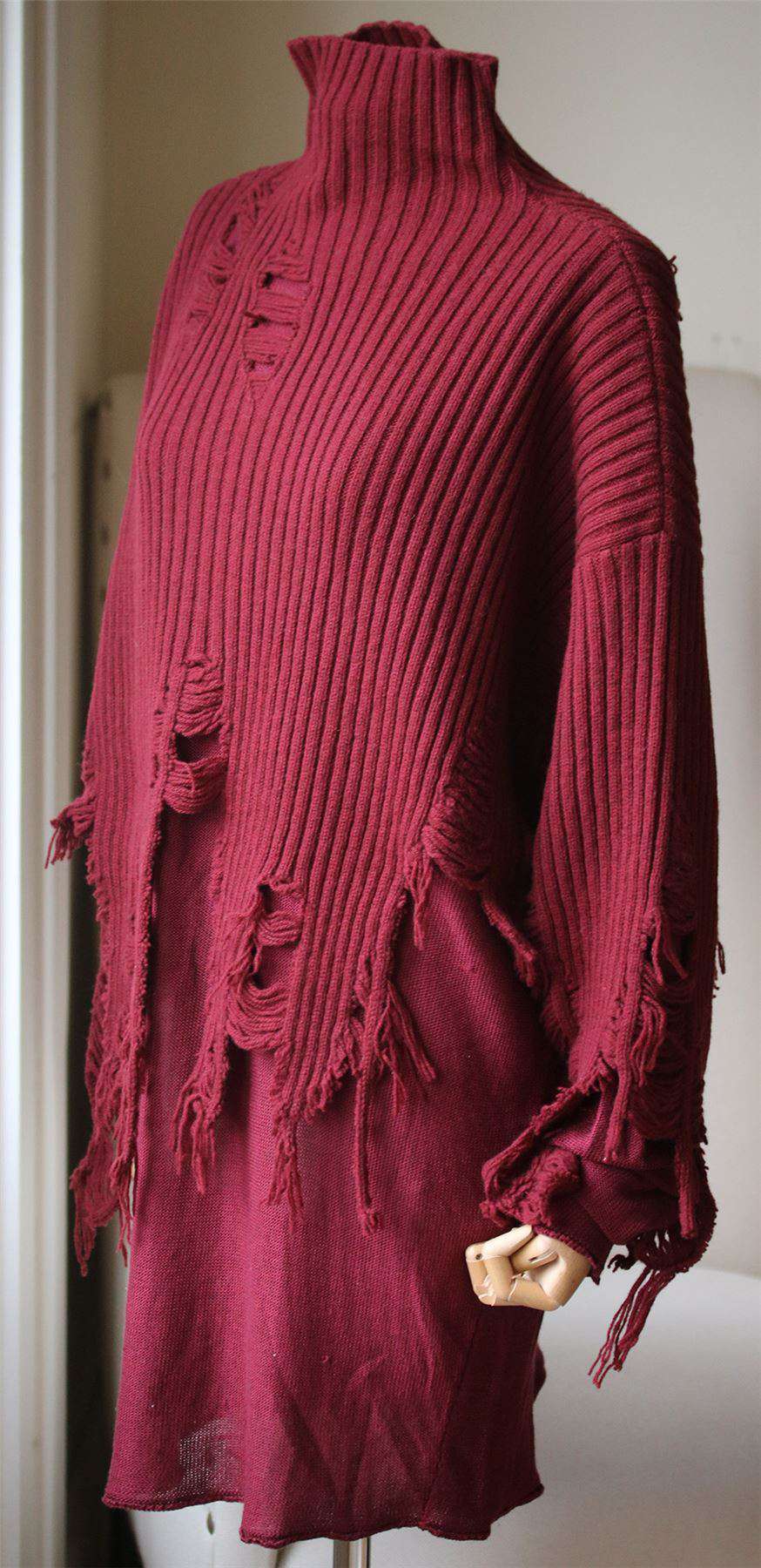 YANG LI DISTRESSED KNIT TURTLENECK DRESS IT 40 UK 8 - Image 2