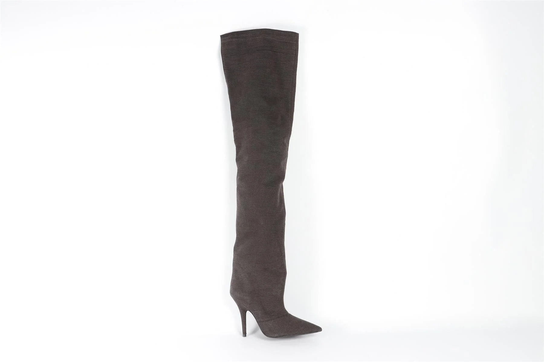 YEEZY BROWN SEASON 6 CANVAS OVER THE KNEE BOOTS EU 37.5 UK 4.5 US 7.5 - Image 2