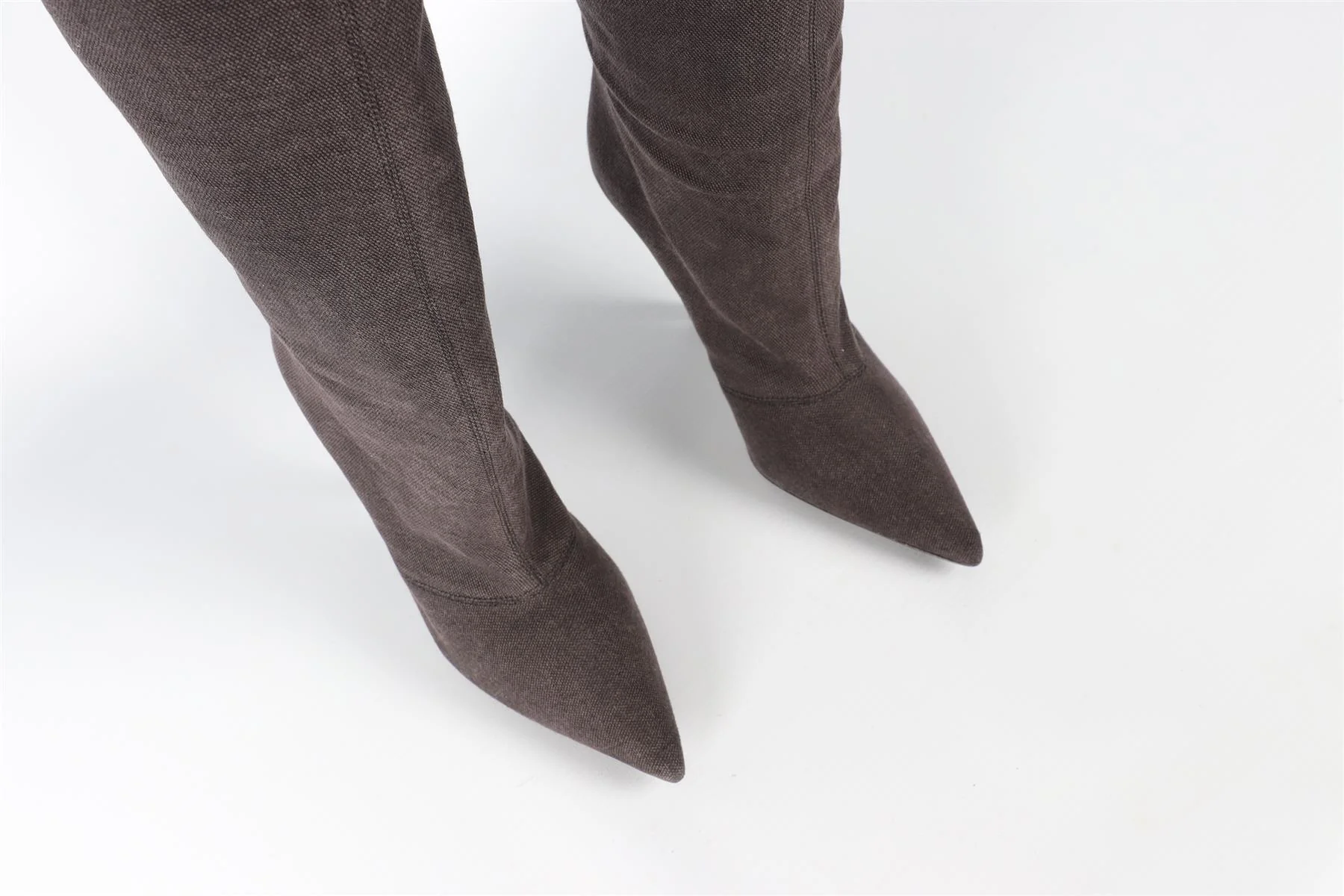 YEEZY BROWN SEASON 6 CANVAS OVER THE KNEE BOOTS EU 37.5 UK 4.5 US 7.5 - Image 4