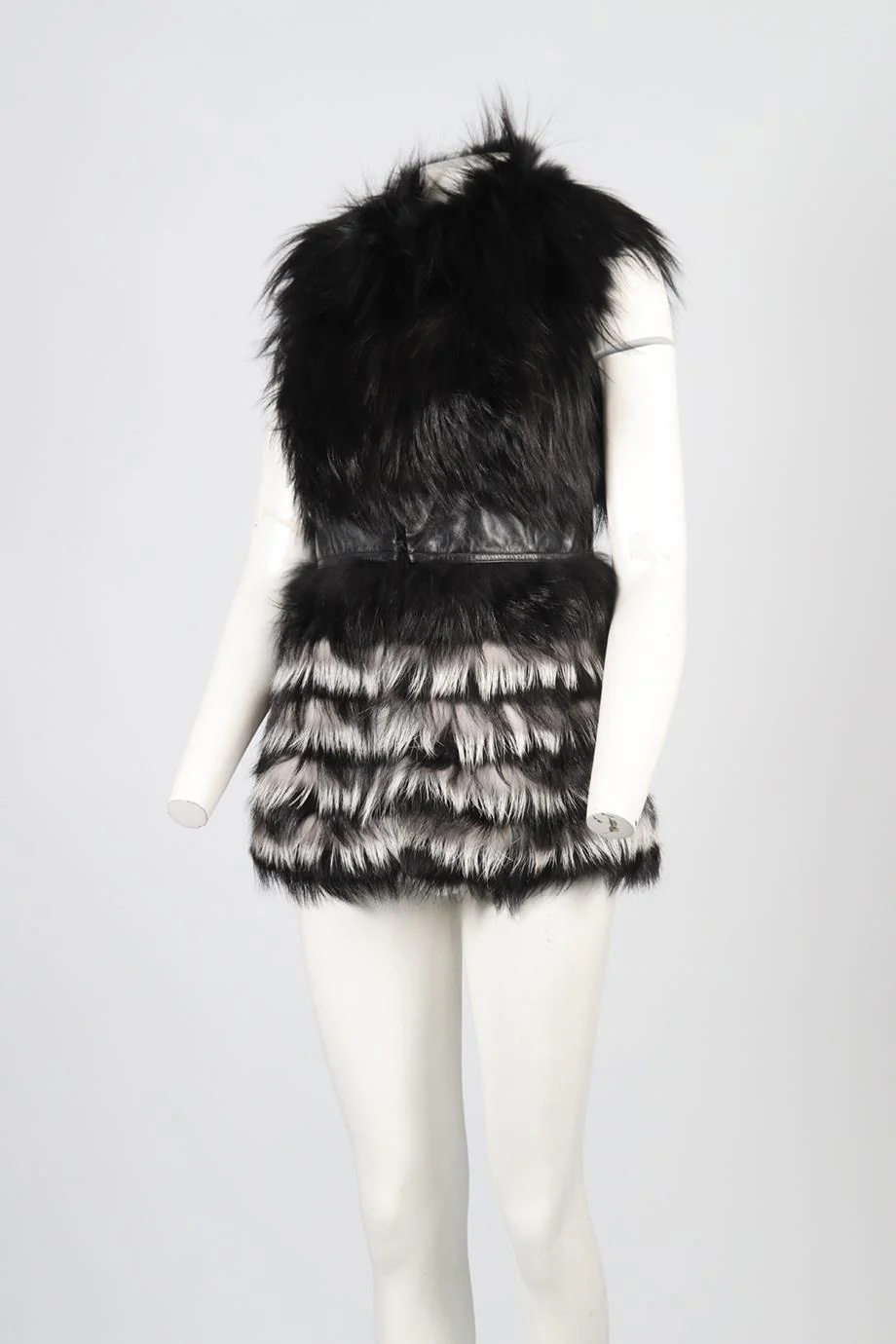 YIGAL AZROUEL FOX FUR AND LEATHER GILET MEDIUM - Image 3