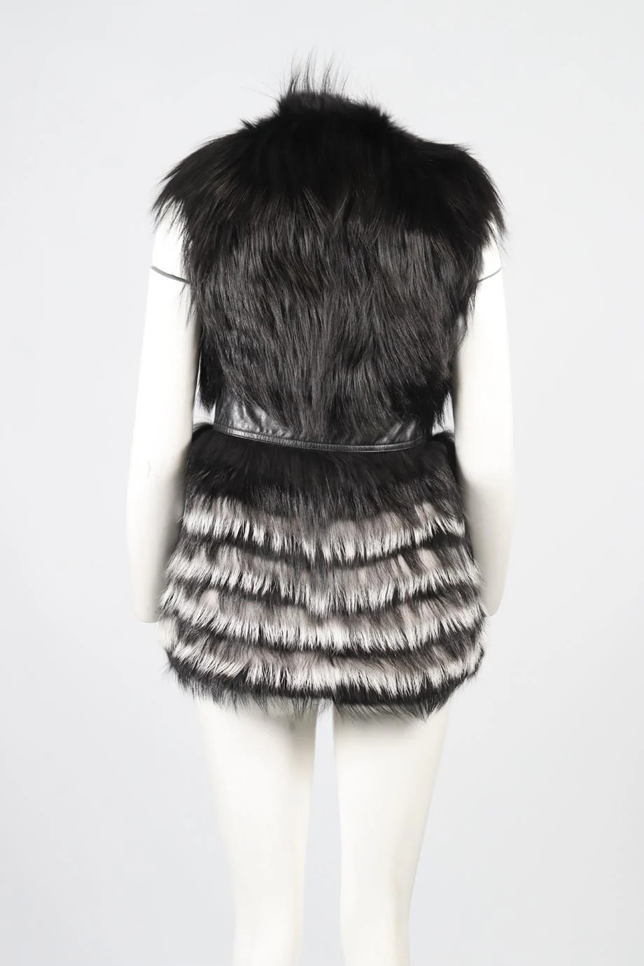 YIGAL AZROUEL FOX FUR AND LEATHER GILET MEDIUM - Image 4
