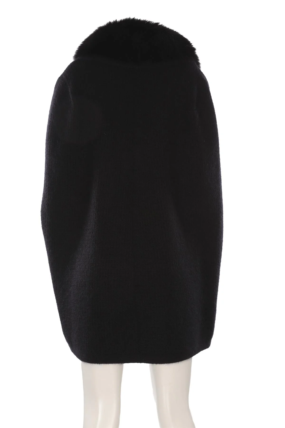 YVES SAINT LAURENT BLACK 2012 FOX FUR AND MOHAIR CAPE MEDIUM - Image 4
