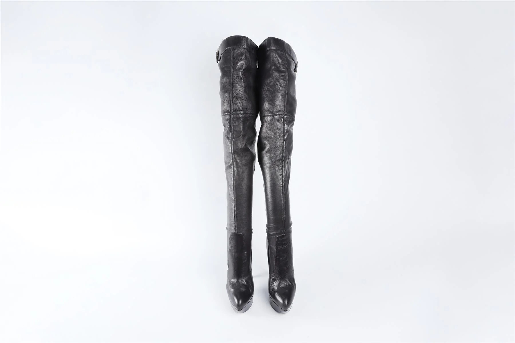 YVES SAINT LAURENT BLACK LEATHER OVER THE KNEE BOOTS EU 36 UK 3 US 6 - Image 3