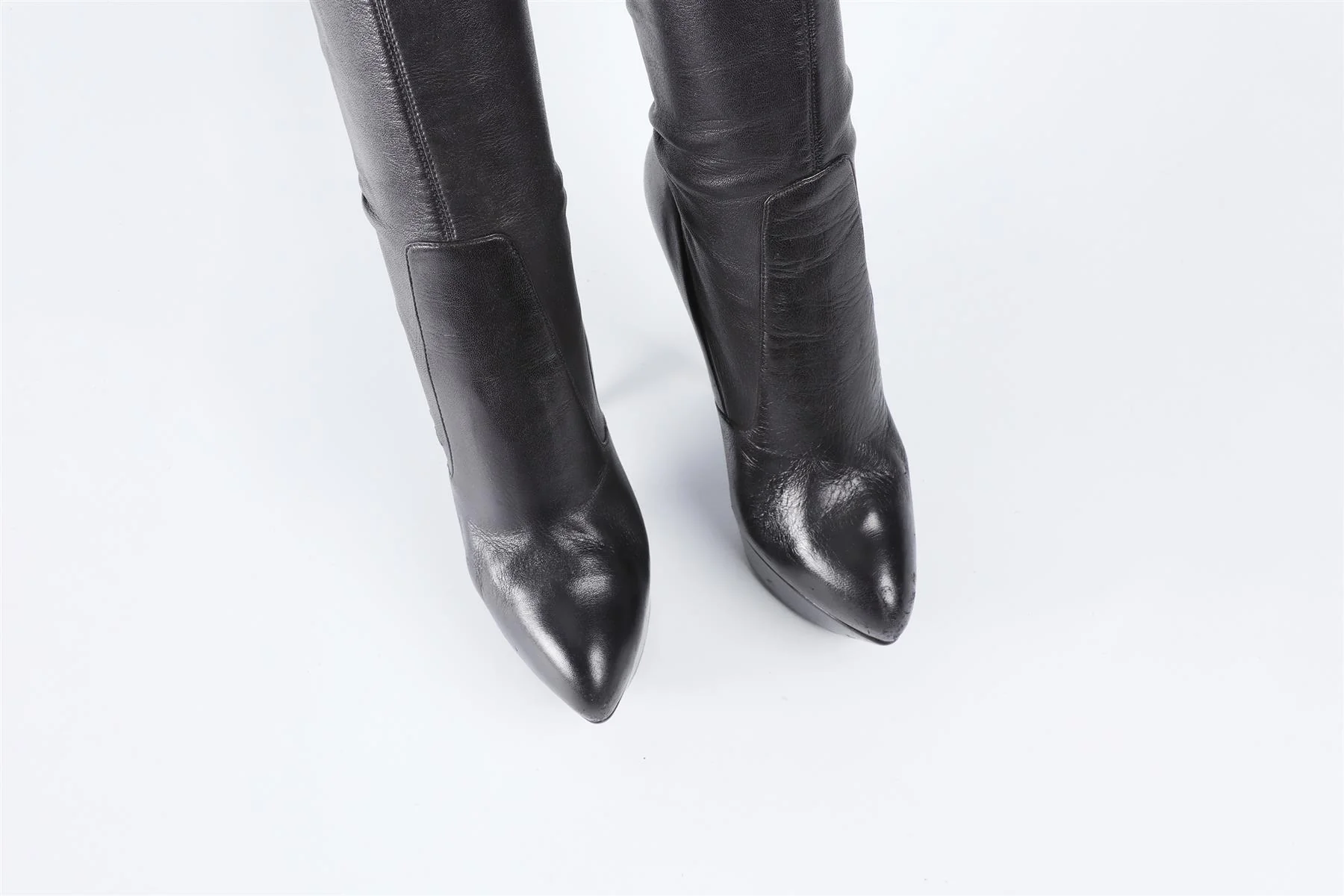 YVES SAINT LAURENT BLACK LEATHER OVER THE KNEE BOOTS EU 36 UK 3 US 6 - Image 4