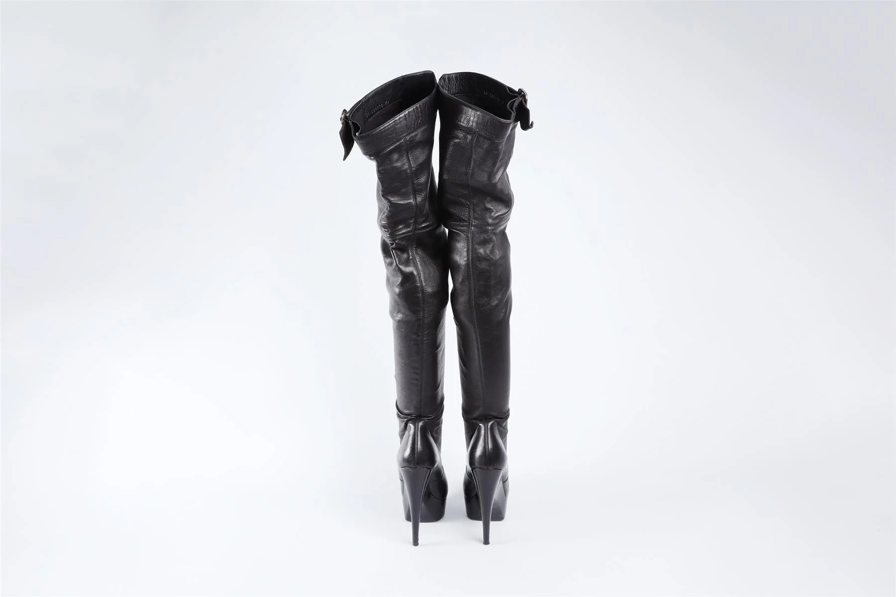 YVES SAINT LAURENT BLACK LEATHER OVER THE KNEE BOOTS EU 36 UK 3 US 6 - Image 5