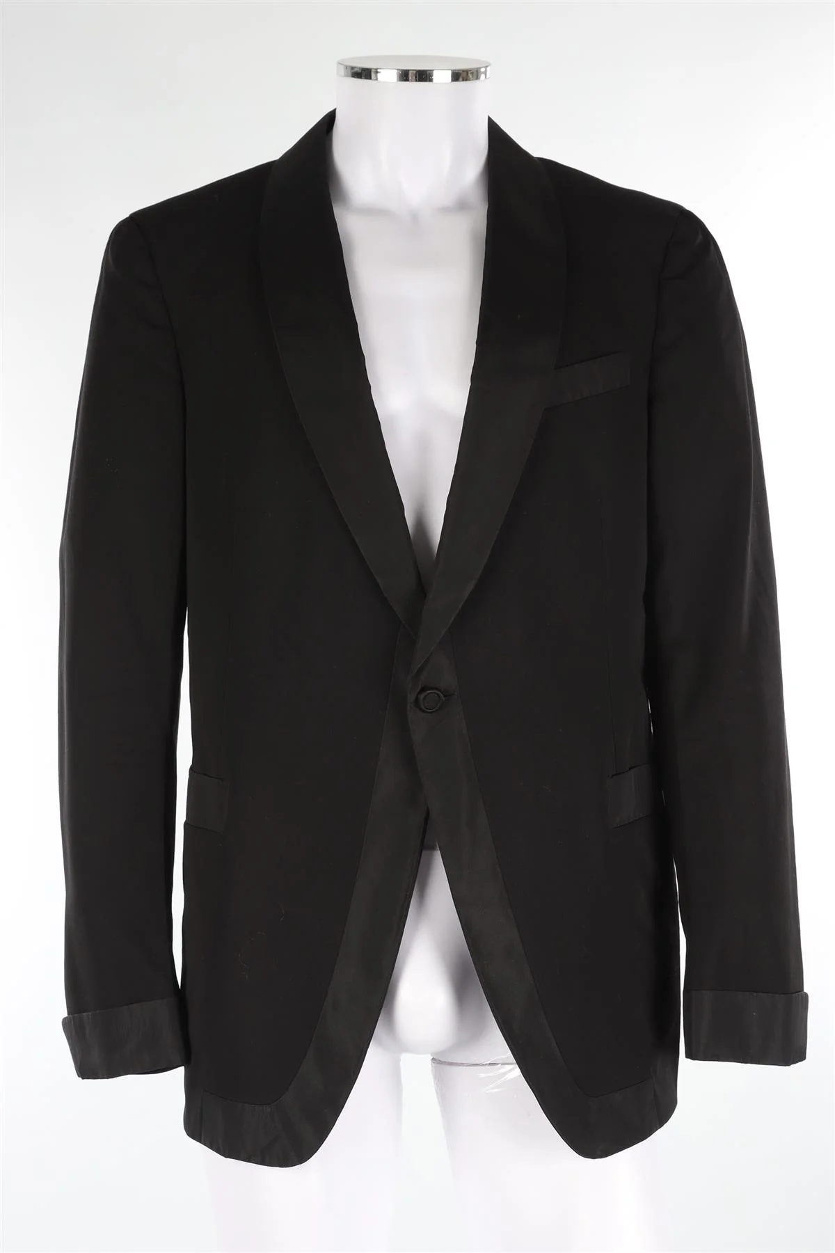 YVES SAINT LAURENT BLACK MEN'S SILK BLAZER IT 52 UK 42 - Image 2