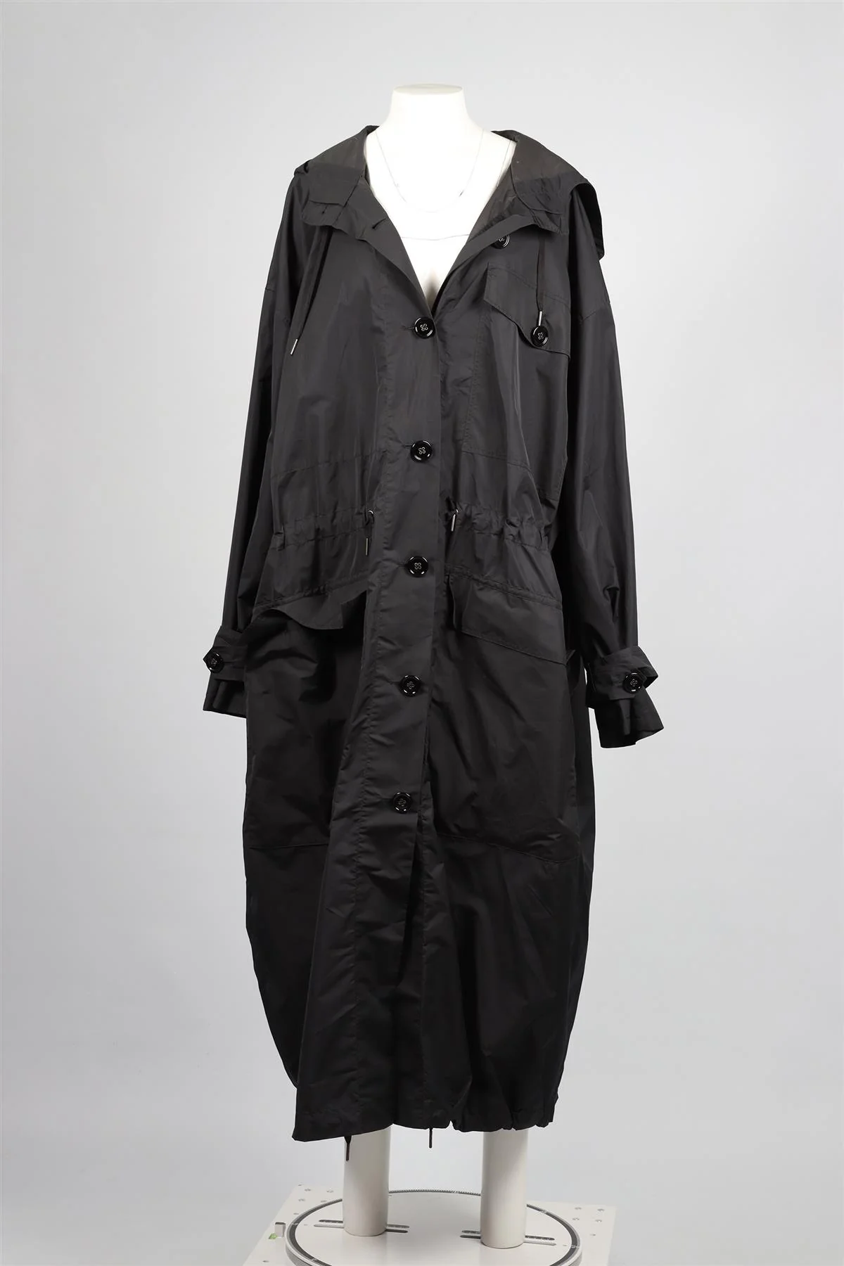 YVES SAINT LAURENT BLACK VINTAGE NYLON COAT FR 38 UK 10 - Image 3