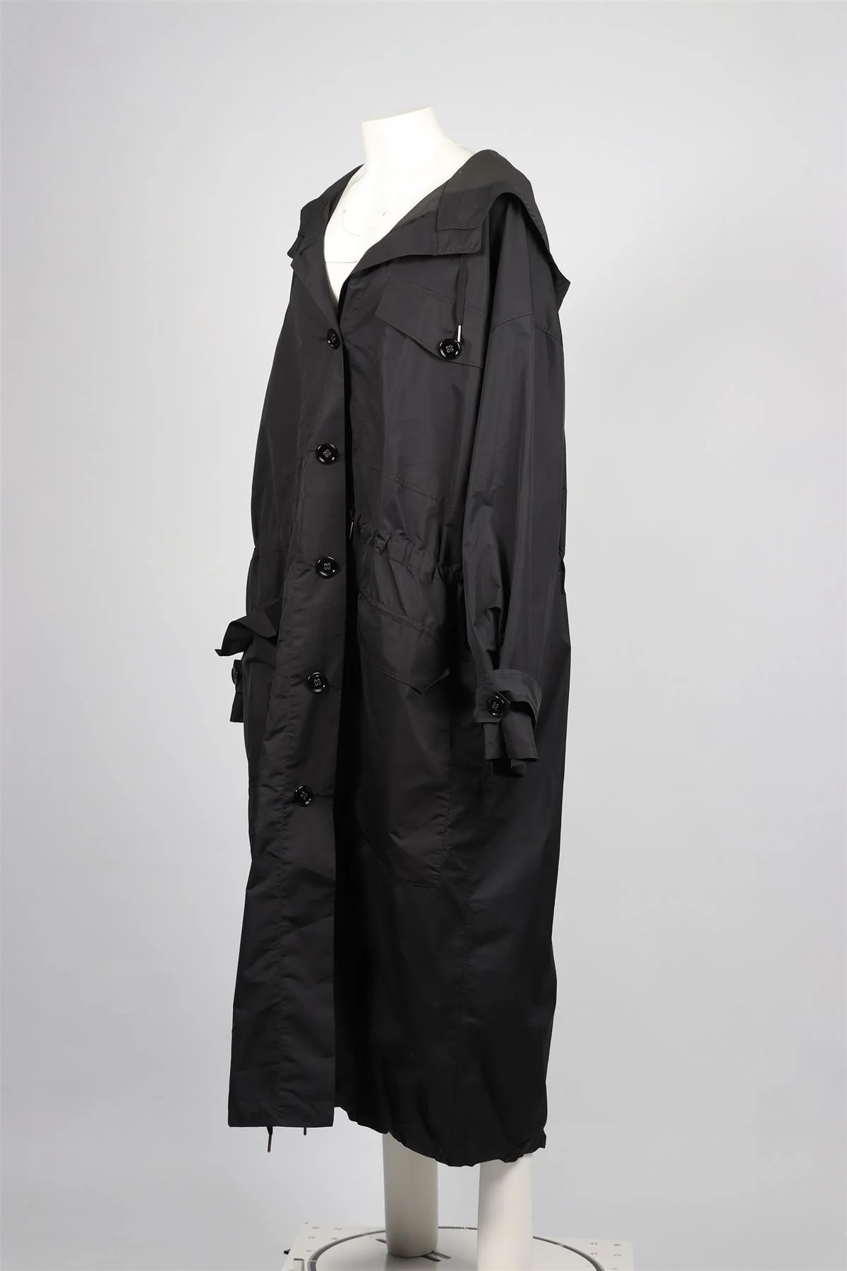 YVES SAINT LAURENT BLACK VINTAGE NYLON COAT FR 38 UK 10 - Image 5