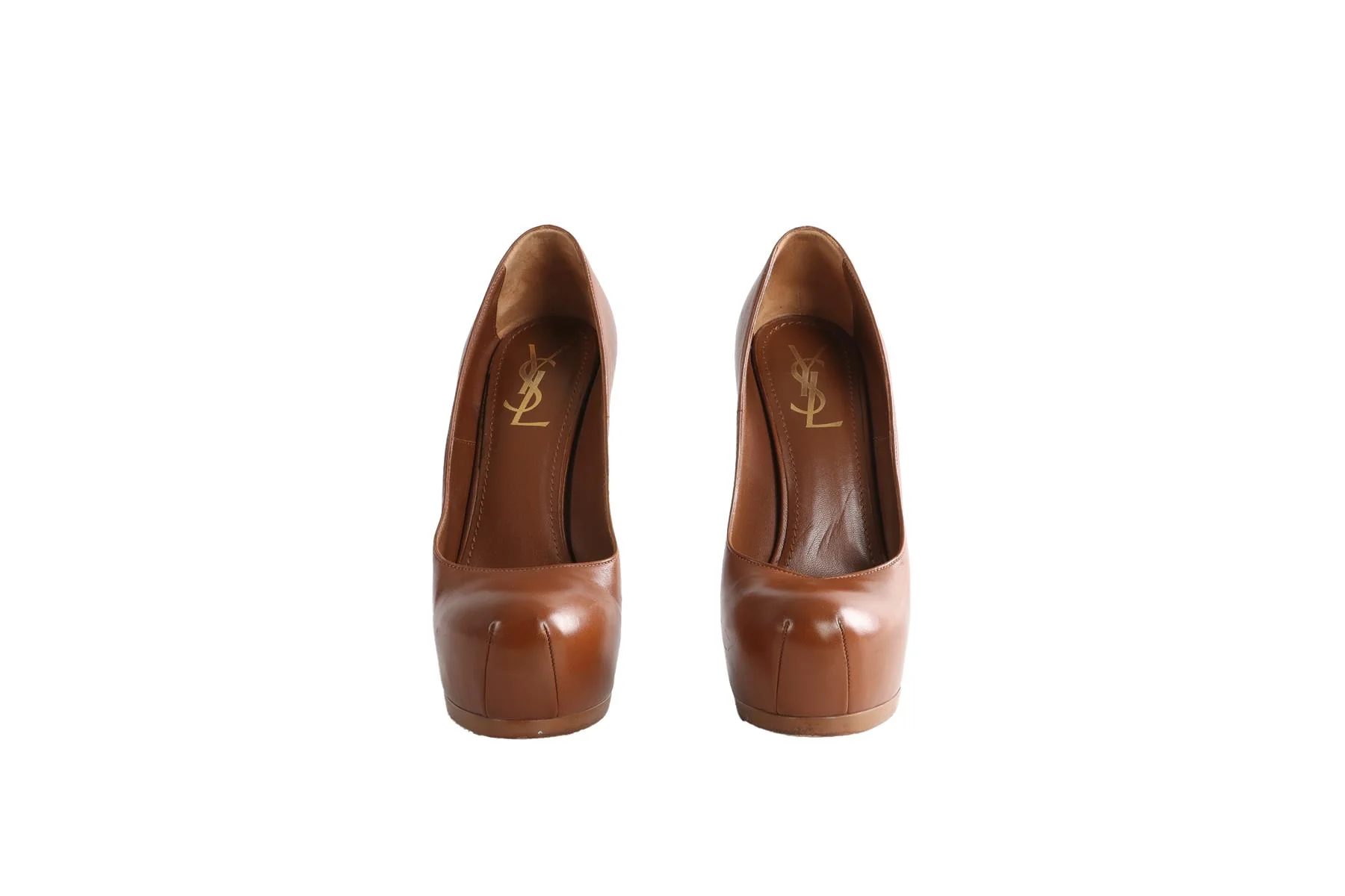 YVES SAINT LAURENT BROWN LEATHER PLATFORM PUMPS EU 39 UK 6 US 9 - Image 3