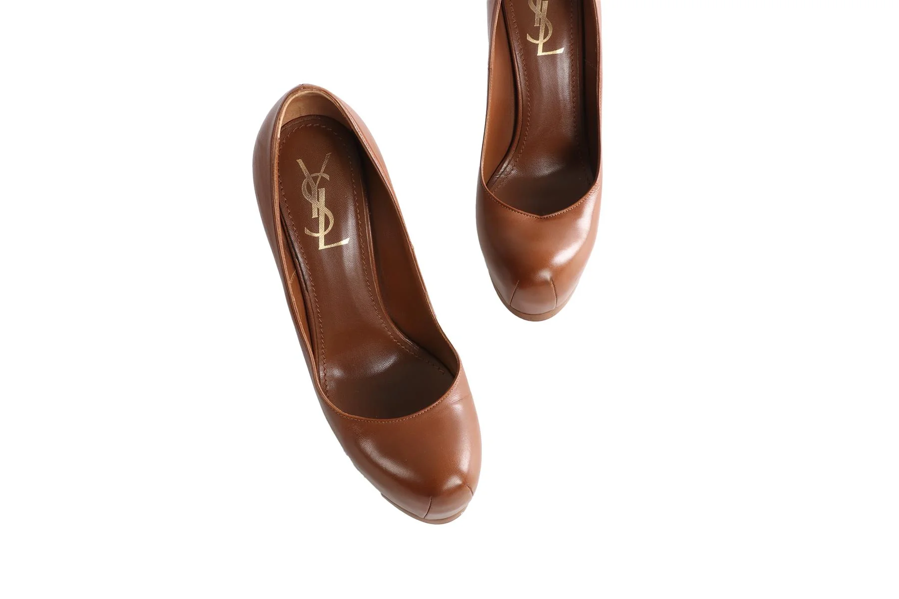 YVES SAINT LAURENT BROWN LEATHER PLATFORM PUMPS EU 39 UK 6 US 9 - Image 4