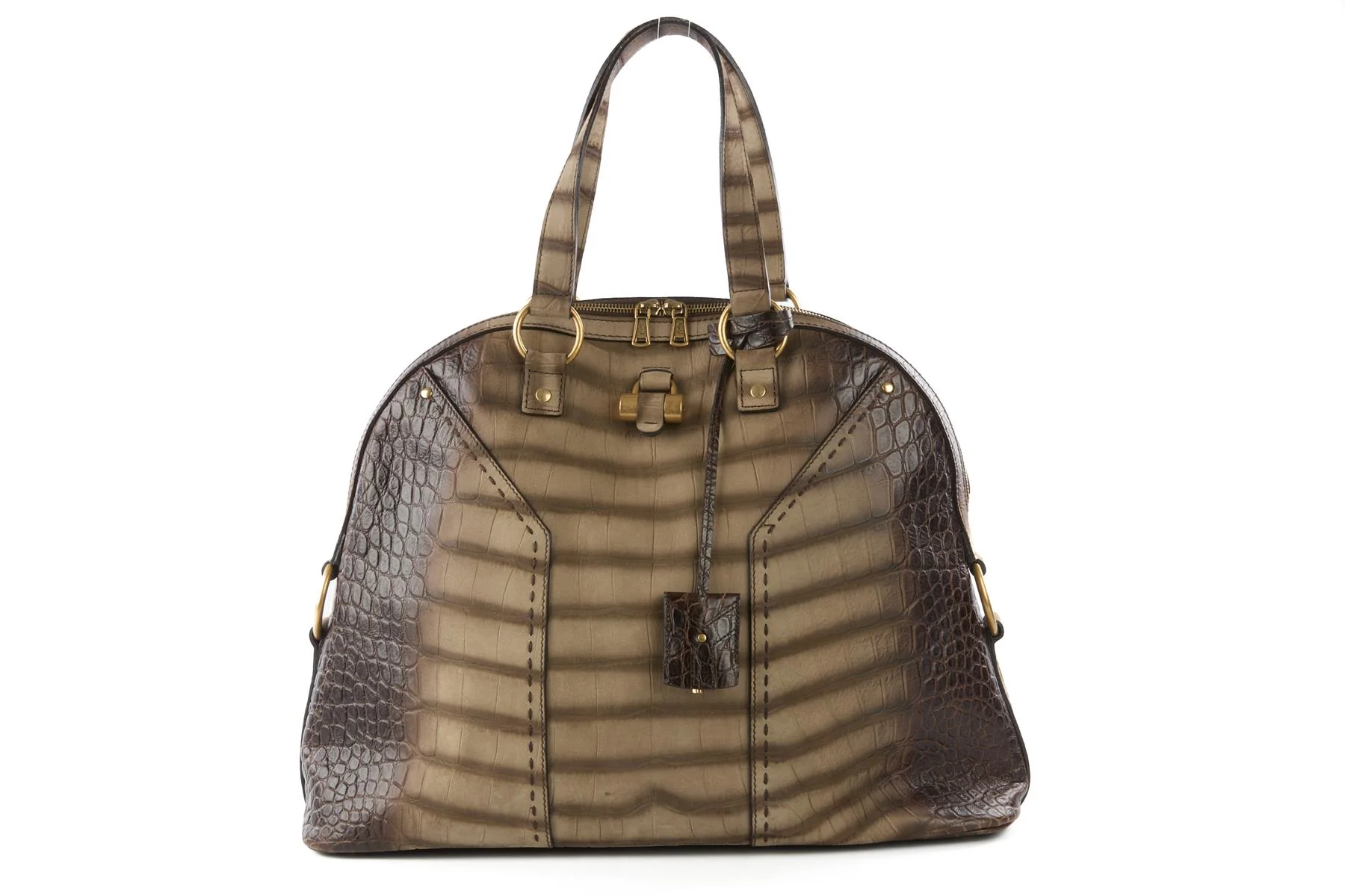 YVES SAINT LAURENT BROWN MUSE LEATHER TOTE BAG - Image 2