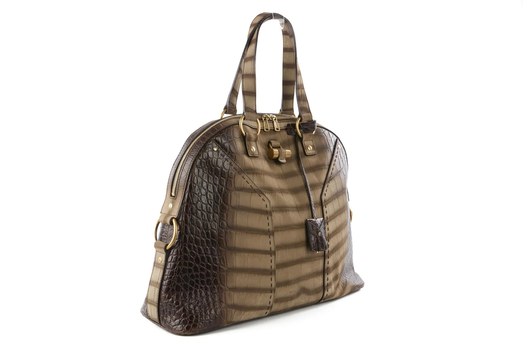 YVES SAINT LAURENT BROWN MUSE LEATHER TOTE BAG - Image 3
