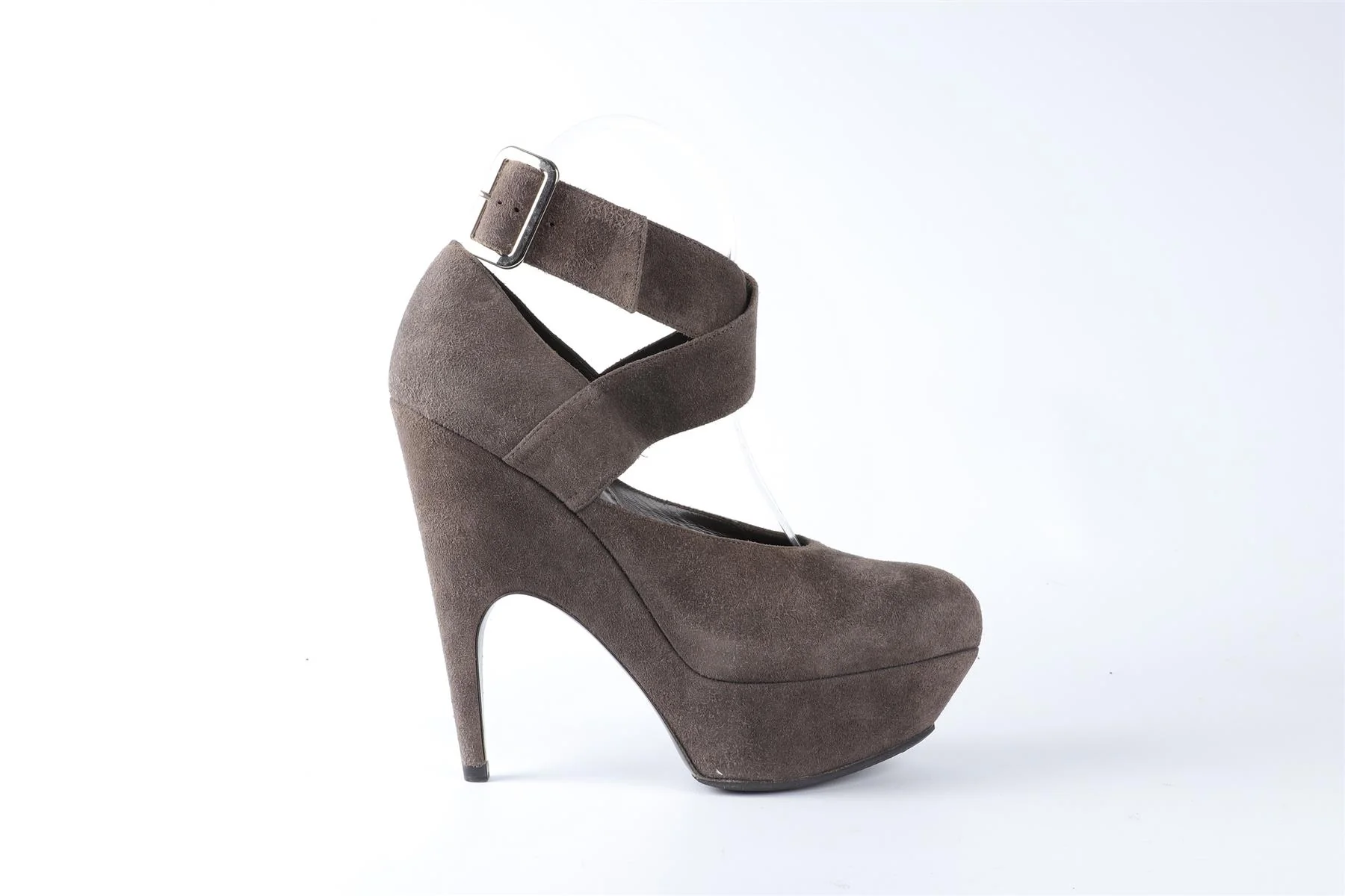 YVES SAINT LAURENT GREY SUEDE PLATFORM PUMPS EU 36.5 UK 3.5 US 6.5 - Image 2
