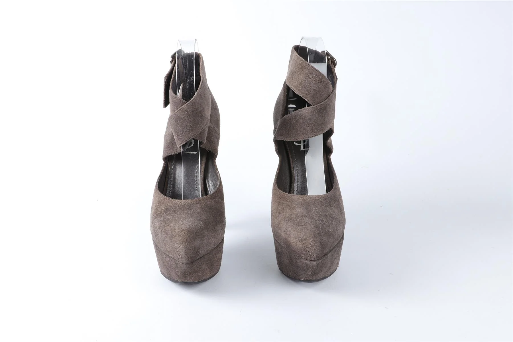 YVES SAINT LAURENT GREY SUEDE PLATFORM PUMPS EU 36.5 UK 3.5 US 6.5 - Image 3