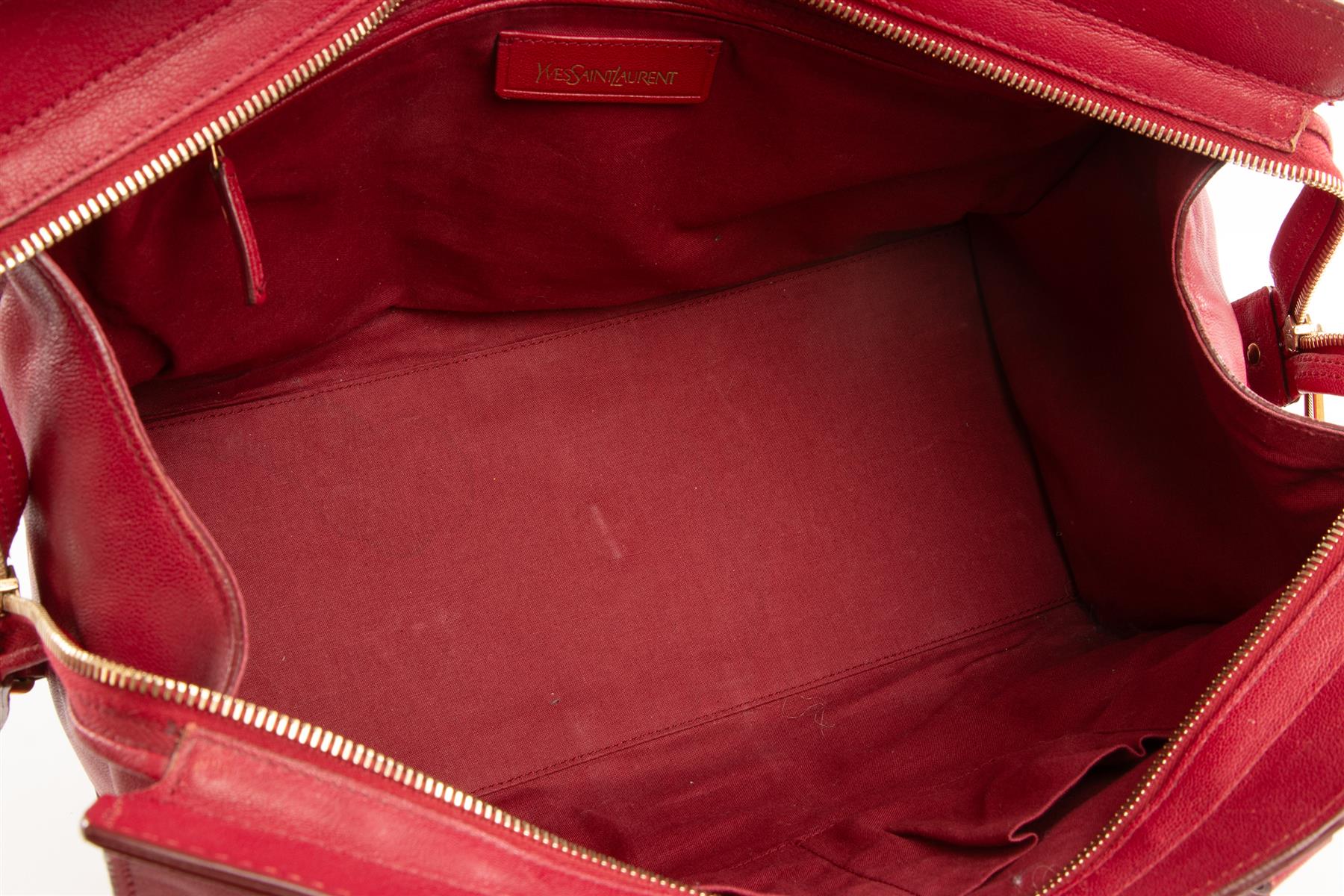 YVES SAINT LAURENT RED CABAS CHYC LEATHER TOTE BAG - Image 11