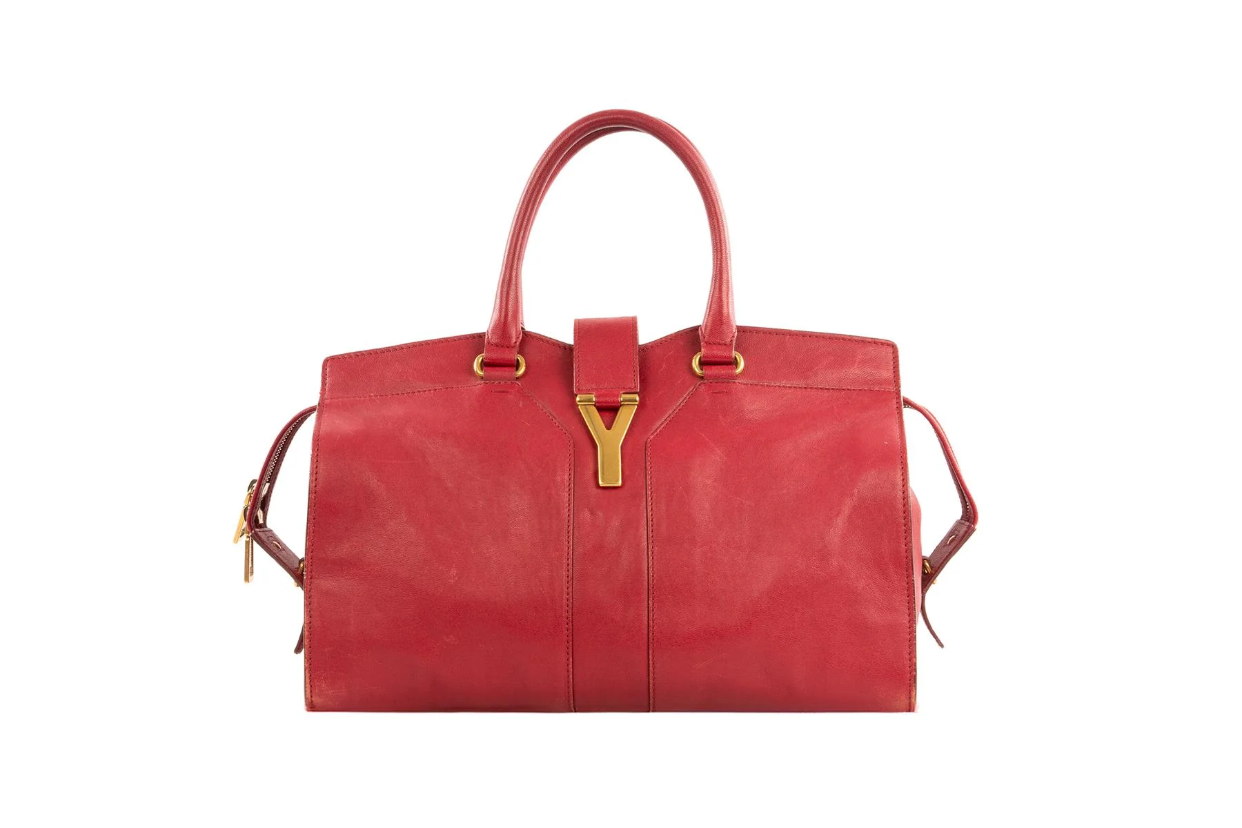 YVES SAINT LAURENT RED CABAS CHYC LEATHER TOTE BAG - Image 2