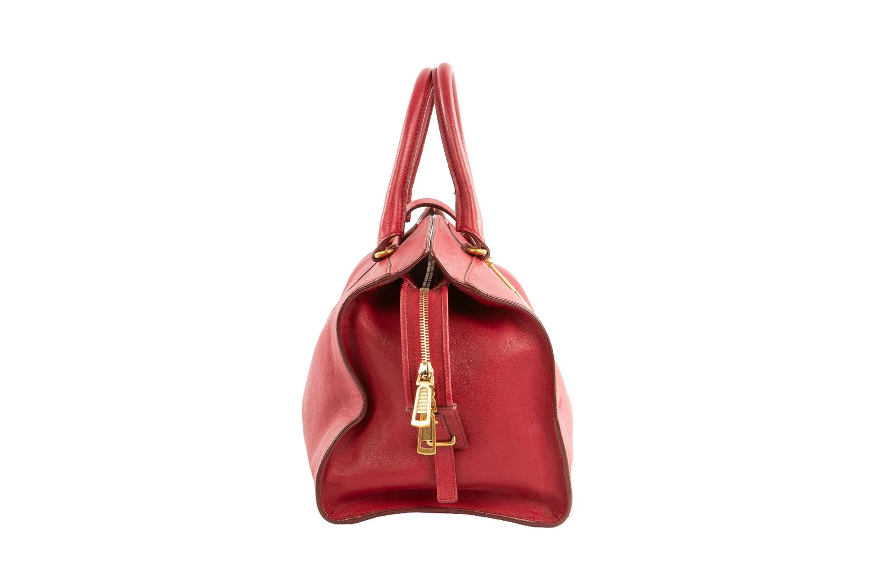 YVES SAINT LAURENT RED CABAS CHYC LEATHER TOTE BAG - Image 4