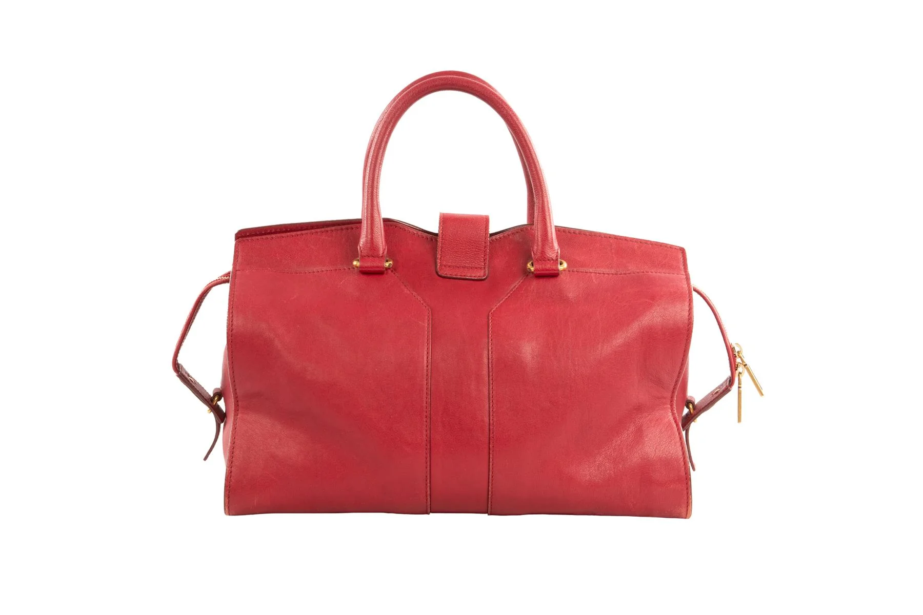 YVES SAINT LAURENT RED CABAS CHYC LEATHER TOTE BAG - Image 6