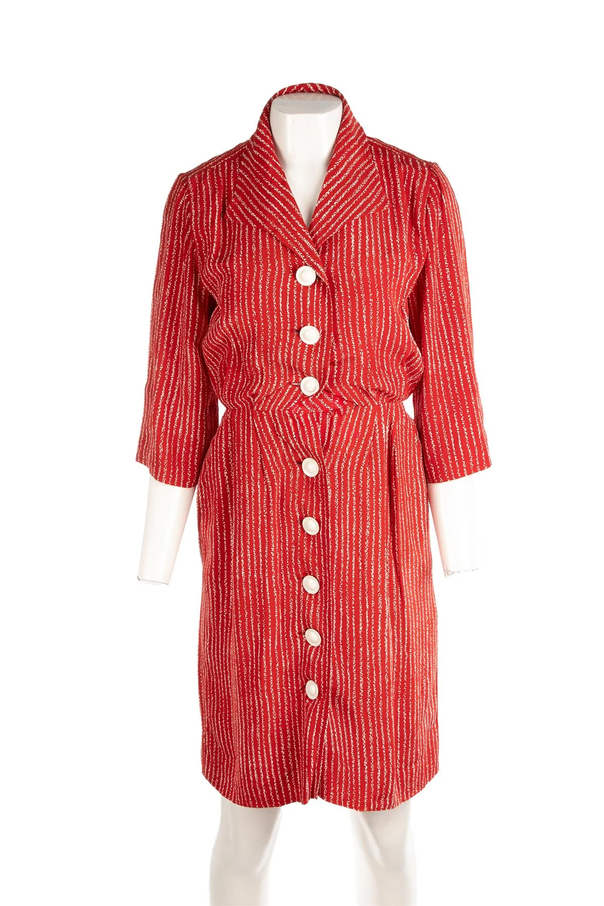 YVES SAINT LAURENT RED VINTAGE CREPE MINI DRESS FR 34 UK 6 - Image 2