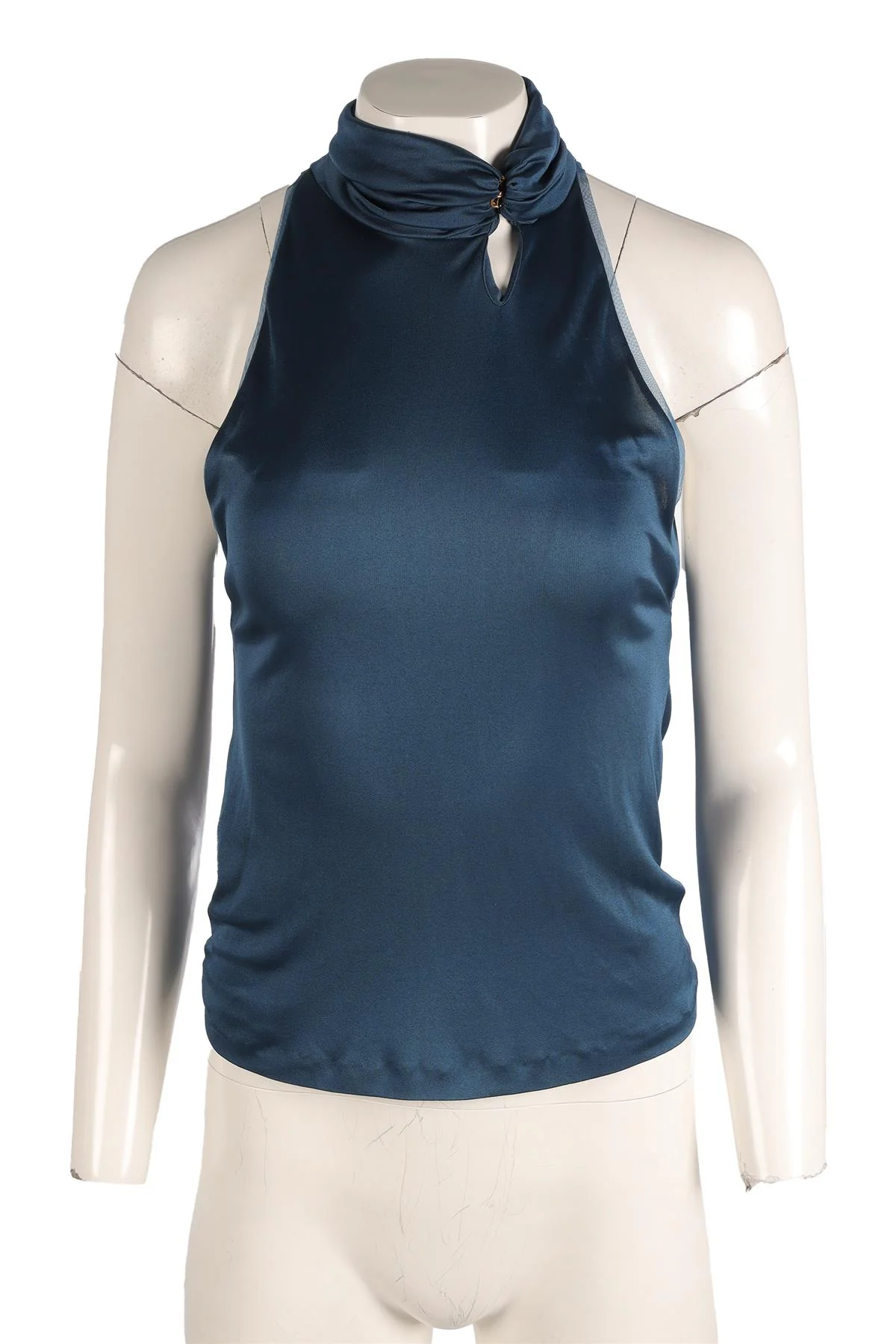 YVES SAINT LAURENT RIVE GAUCHE BLUE JERSEY TOP SMALL - Image 2