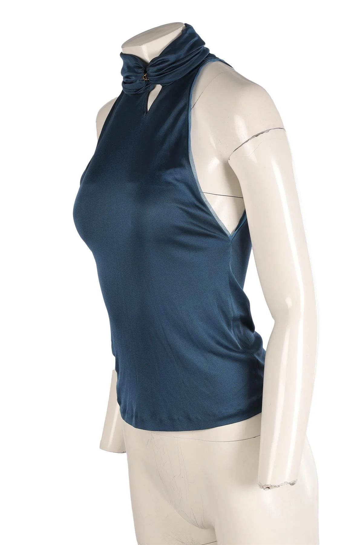 YVES SAINT LAURENT RIVE GAUCHE BLUE JERSEY TOP SMALL - Image 3