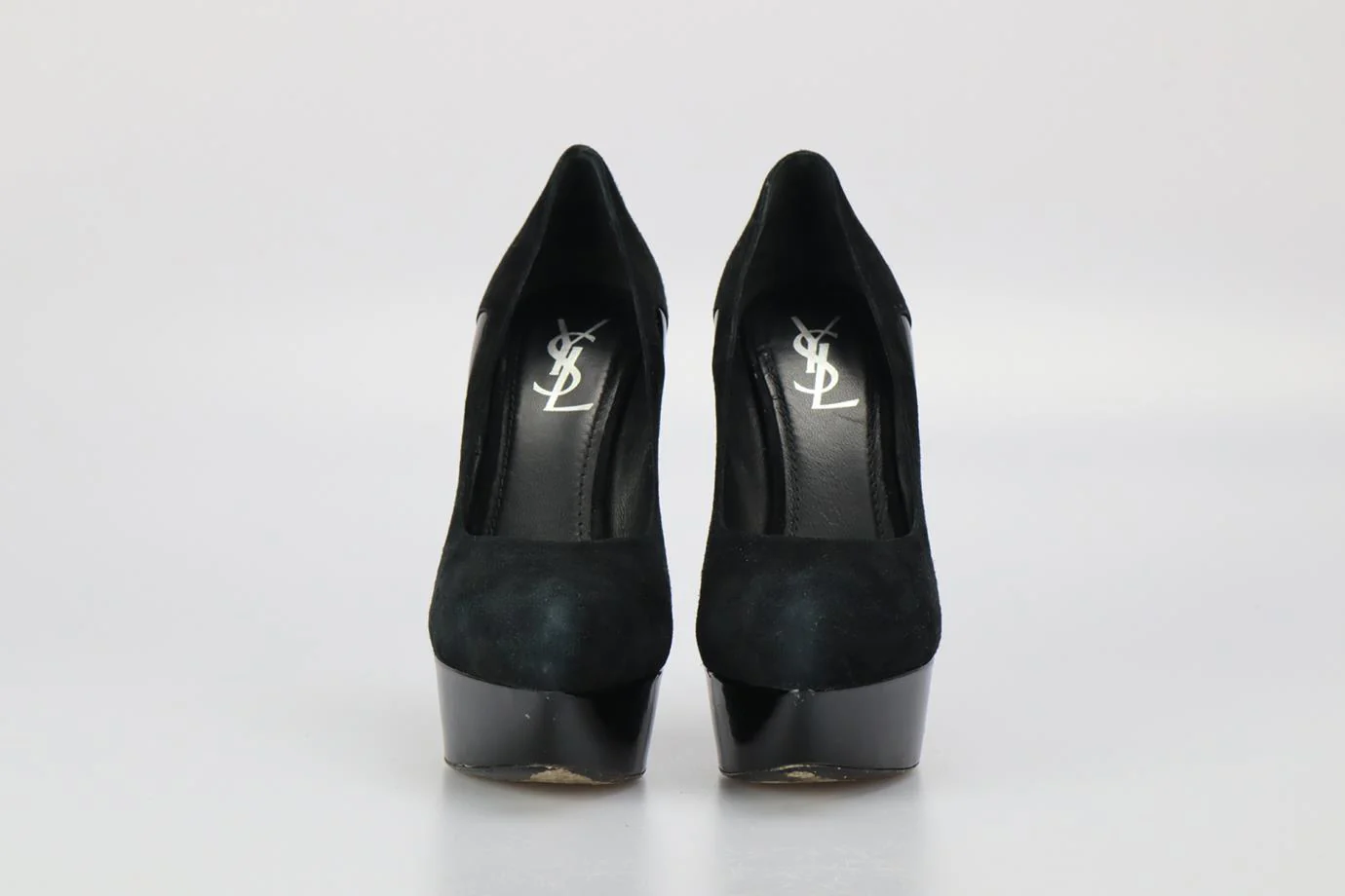 YVES SAINT LAURENT SUEDE AND PATENT LEATHER PLATFORM PUMPS EU 38 UK 5 US 8 - Image 3