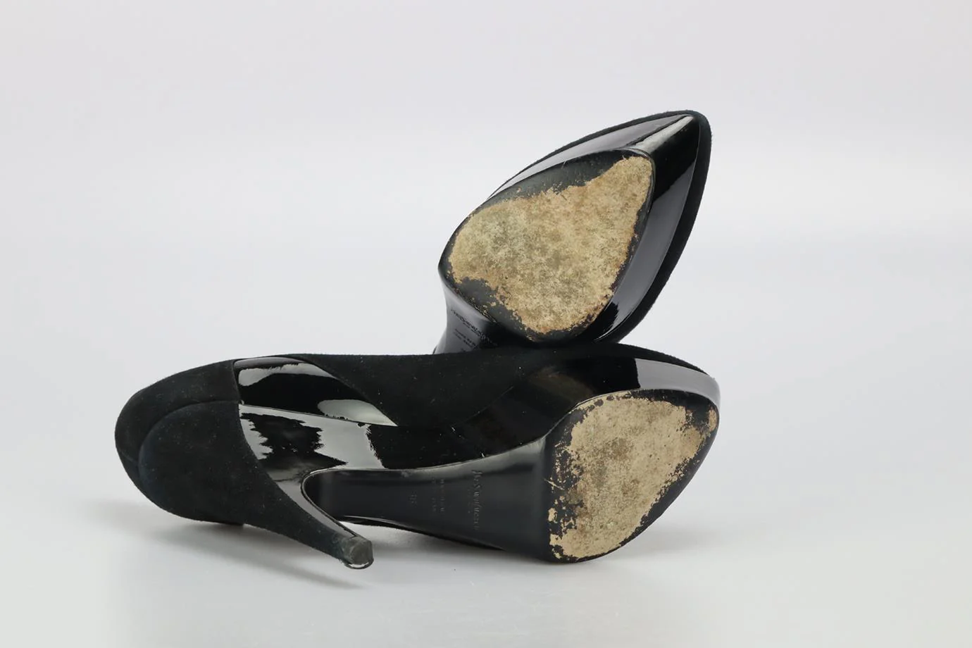 YVES SAINT LAURENT SUEDE AND PATENT LEATHER PLATFORM PUMPS EU 38 UK 5 US 8 - Image 6