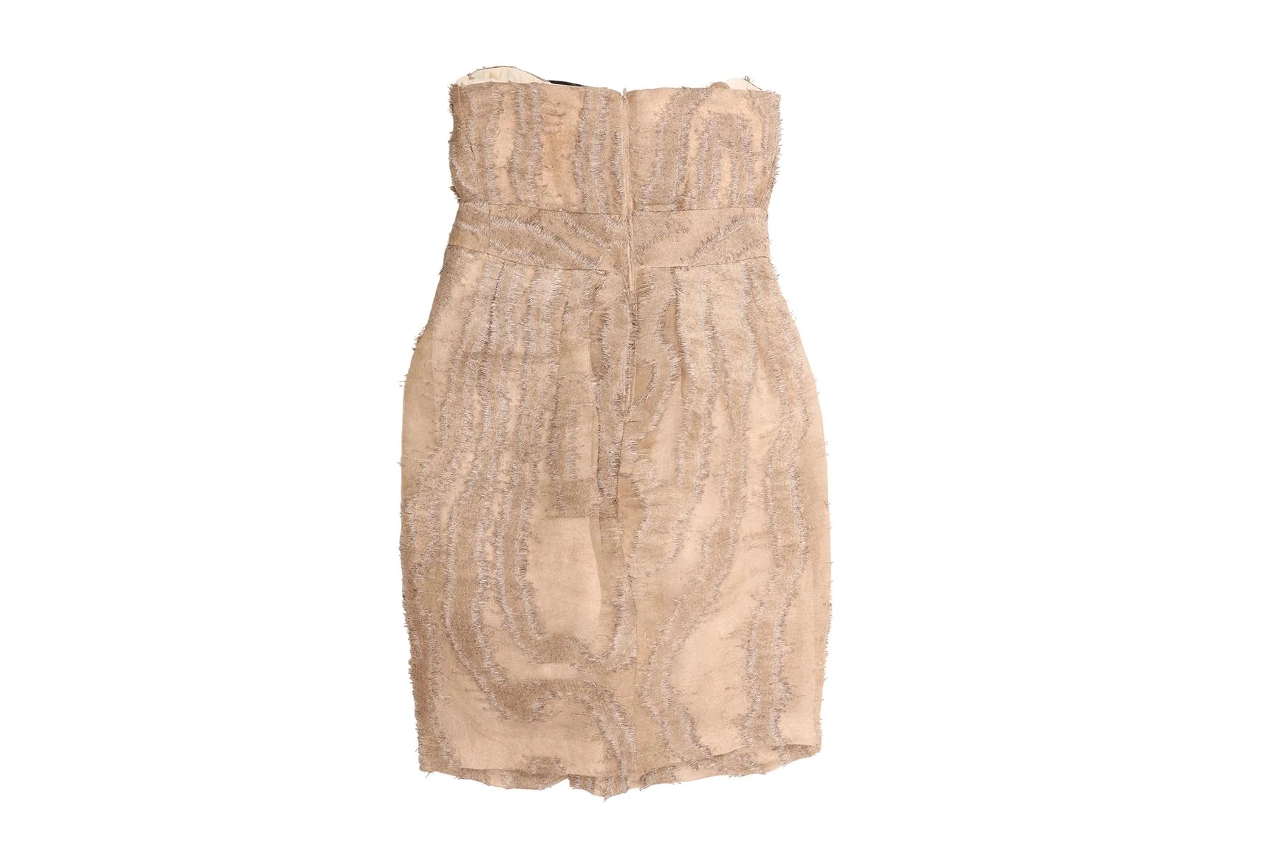 YVES SAINT LAURENT TAUPE SILK MINI DRESS FR 40 UK 12 - Image 4