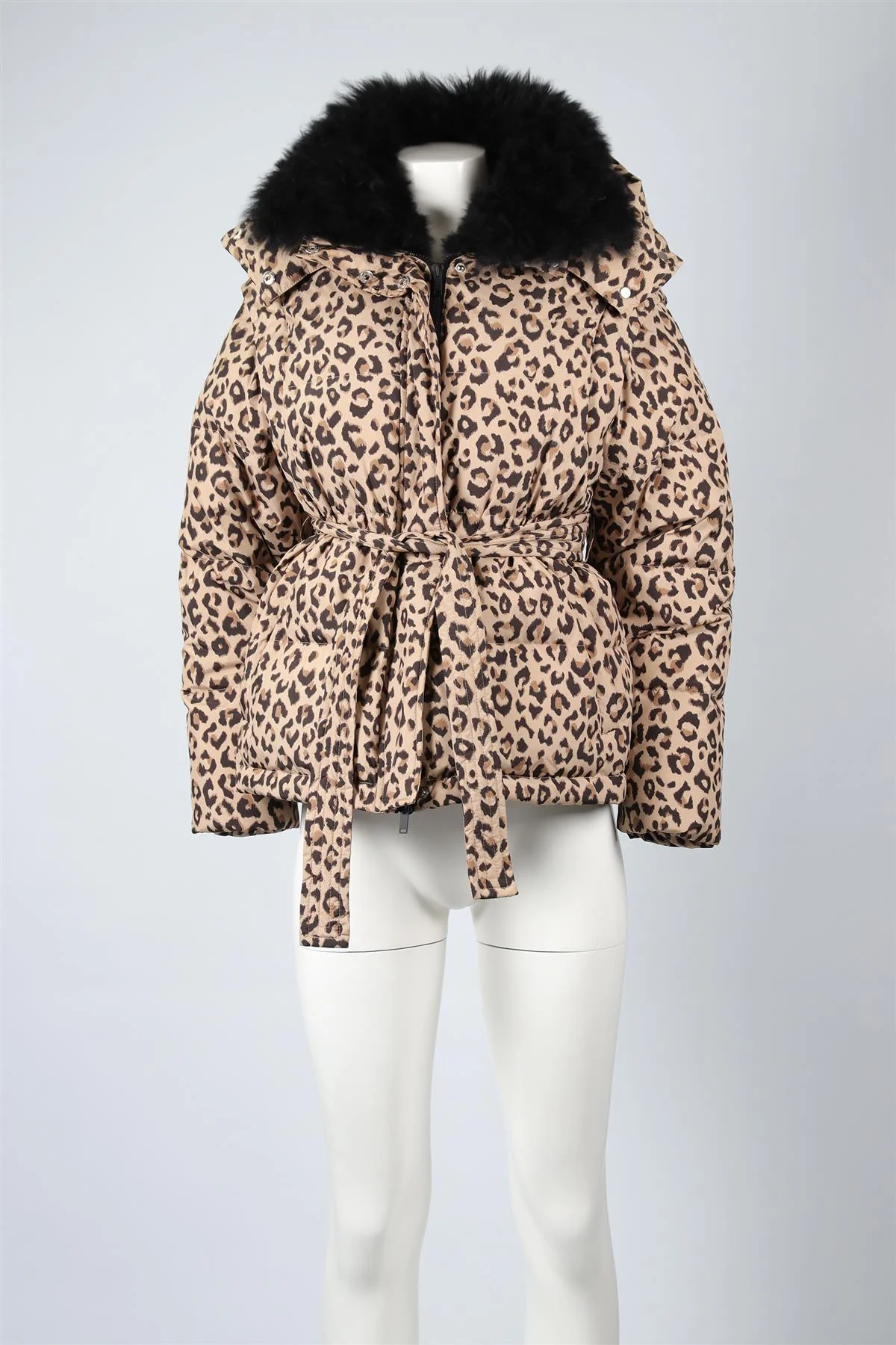 YVES SALOMON BROWN SHEARLING PADDED DOWN JACKET FR 38 UK 10 - Image 2