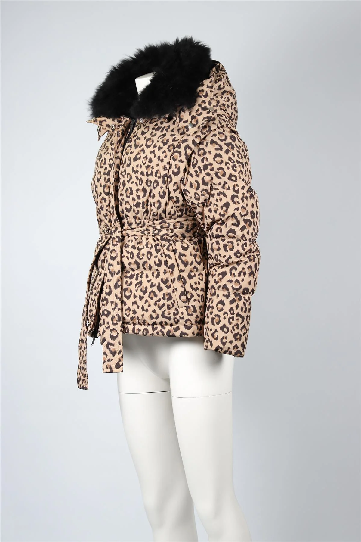 YVES SALOMON BROWN SHEARLING PADDED DOWN JACKET FR 38 UK 10 - Image 3