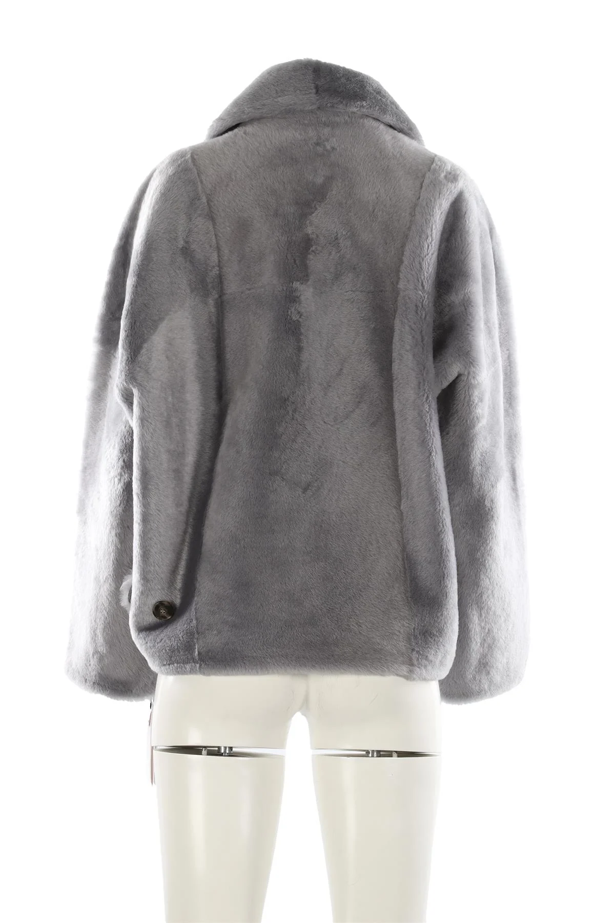 YVES SALOMON GREY SHEARLING JACKET FR 40 UK 12 - Image 4