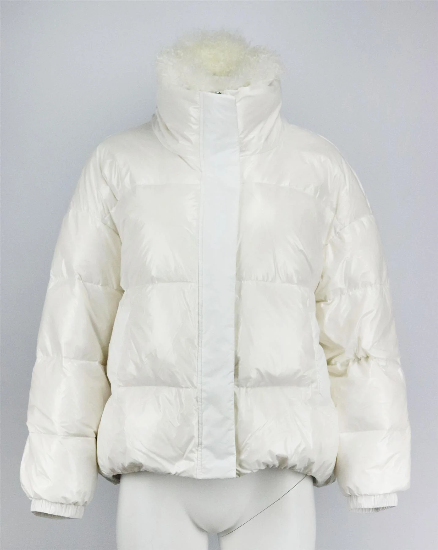 YVES SALOMON SHEARLING TRIMMED QUILTED DOWN JACKET FR 40 UK 12 - Image 3