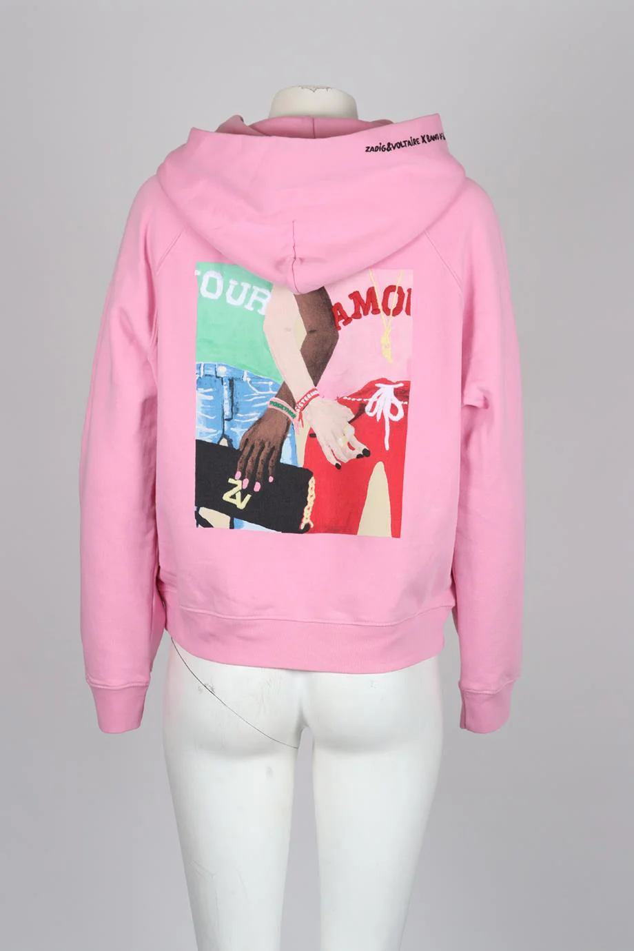 ZADIG AND VOLITARE PRINTED COTTON JERSEY HOODIE MEDIUM - Image 4