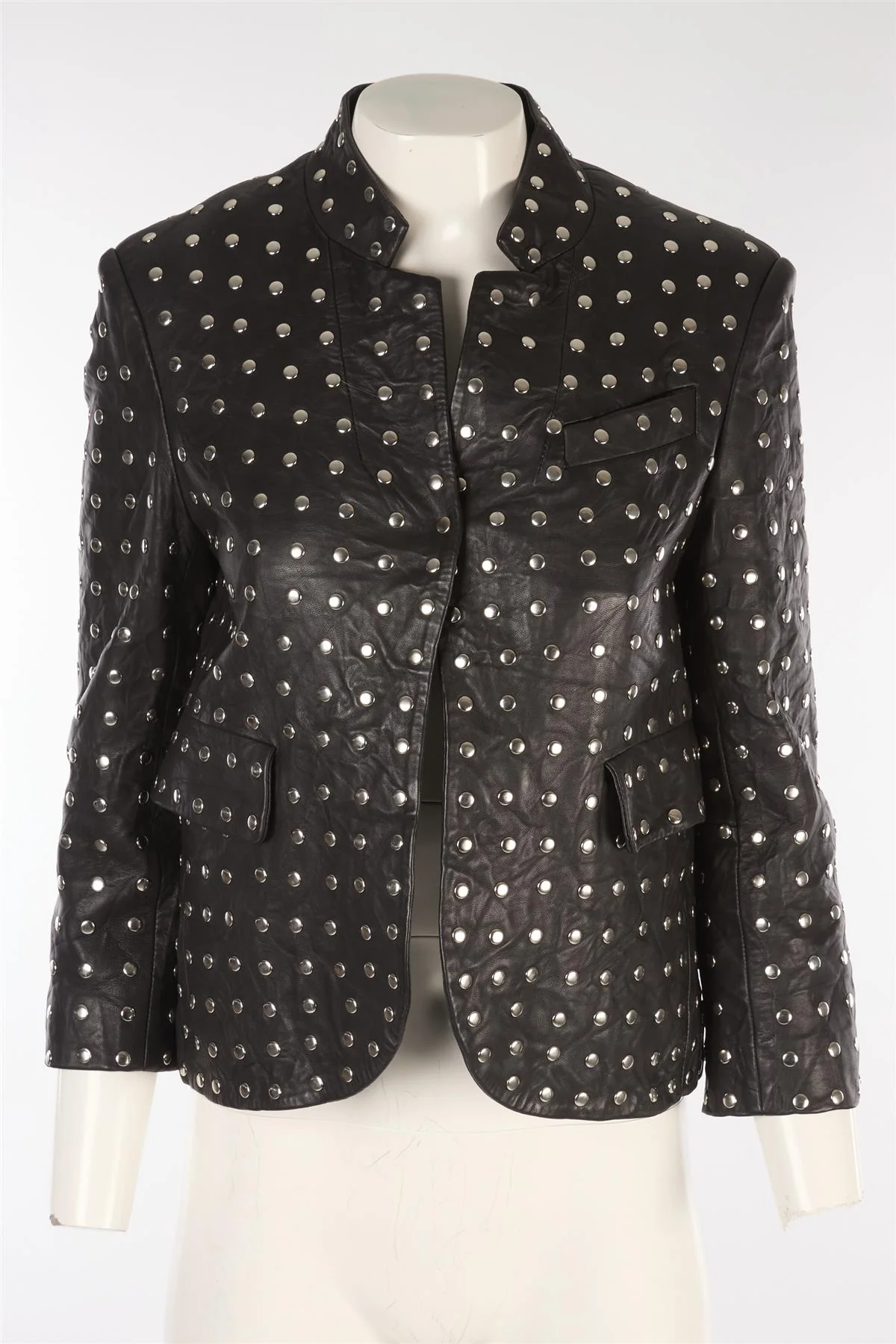 ZADIG & VOLTAIRE BLACK LEATHER BLAZER FR 36 UK 8 - Image 2