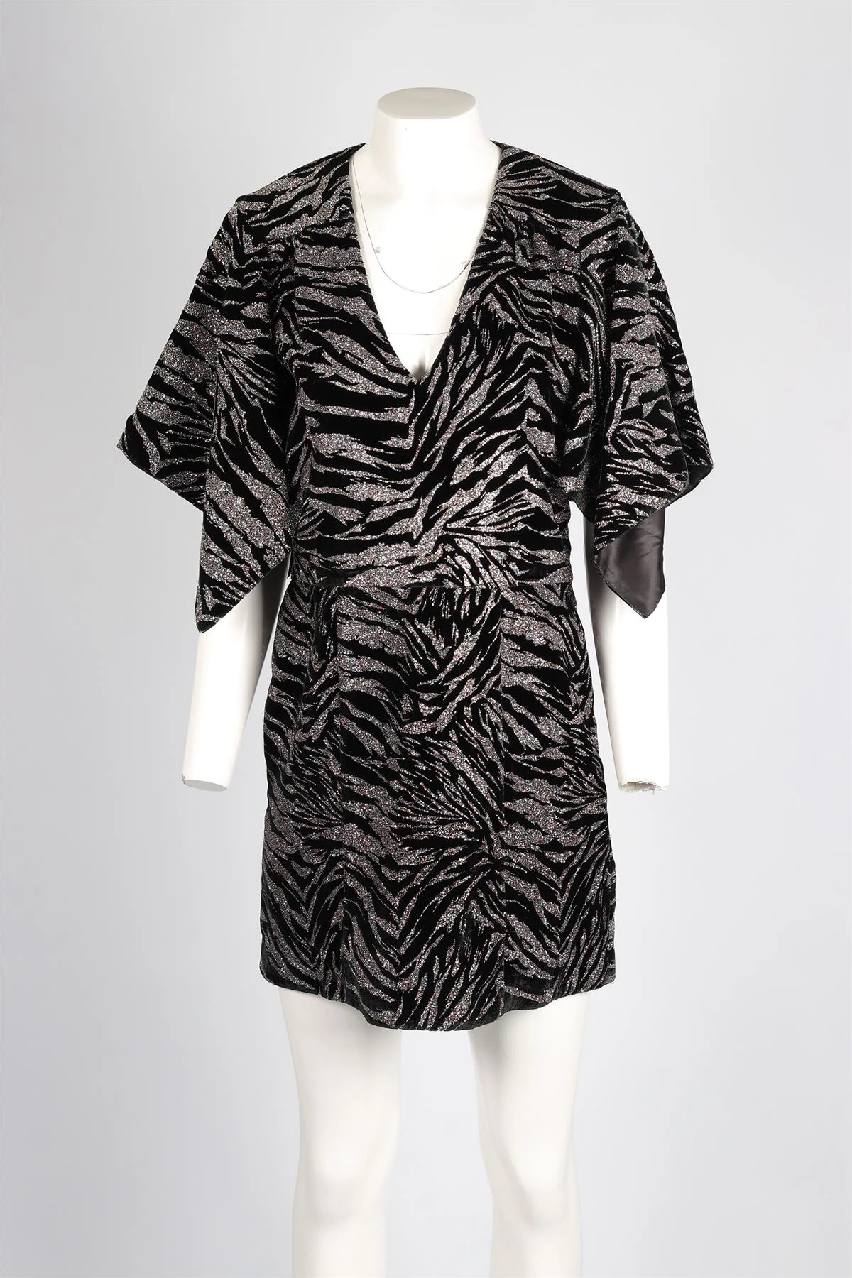 ZADIG & VOLTAIRE BLACK VELVET MINI DRESS LARGE - Image 2