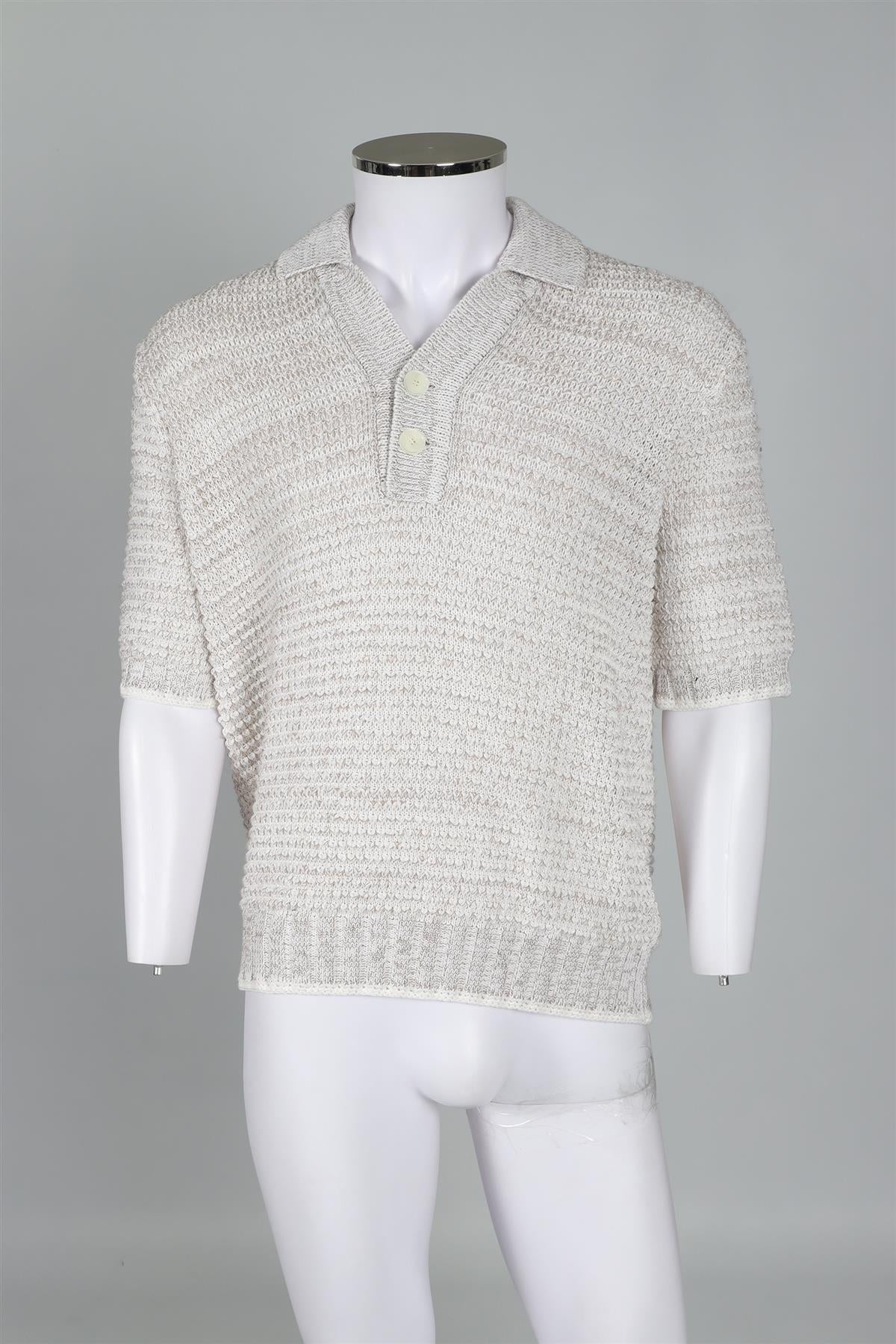 ZEGNA BEIGE MEN'S COTTON POLO SHIRT LARGE - Image 2
