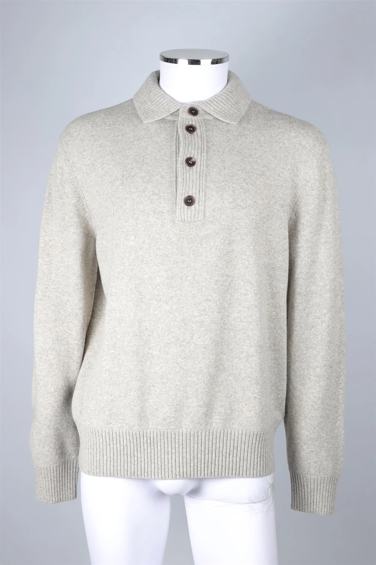 ZEGNA GREY MEN'S CASHMERE POLO SWEATER IT 50 UK/US CHEST 40 - Image 2