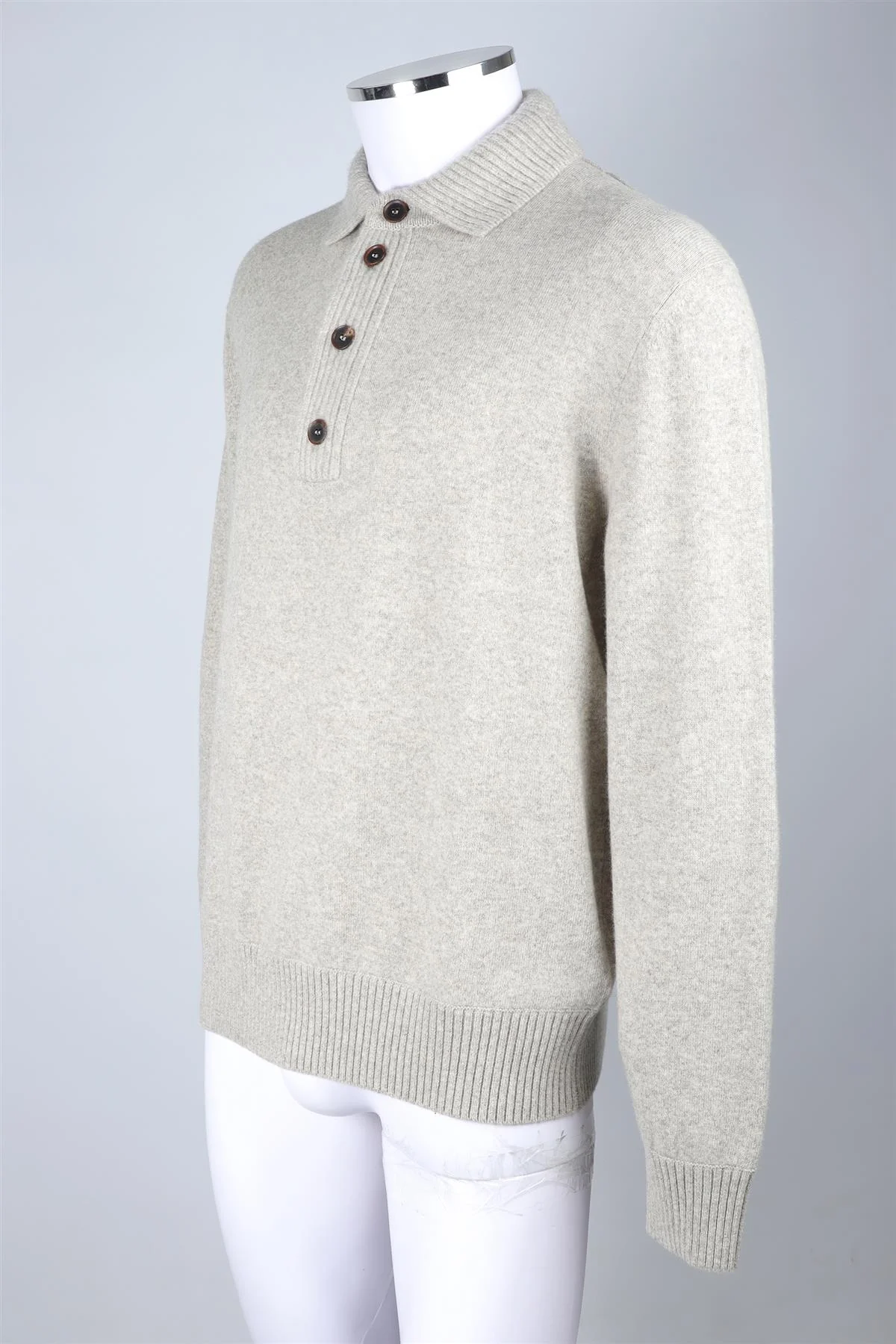 ZEGNA GREY MEN'S CASHMERE POLO SWEATER IT 50 UK/US CHEST 40 - Image 3