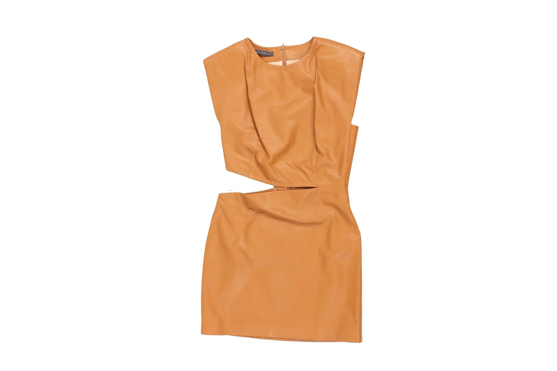 ZEYNAP ARCAY TAN LEATHER MINI DRESS FR 36 UK 8 - Image 2