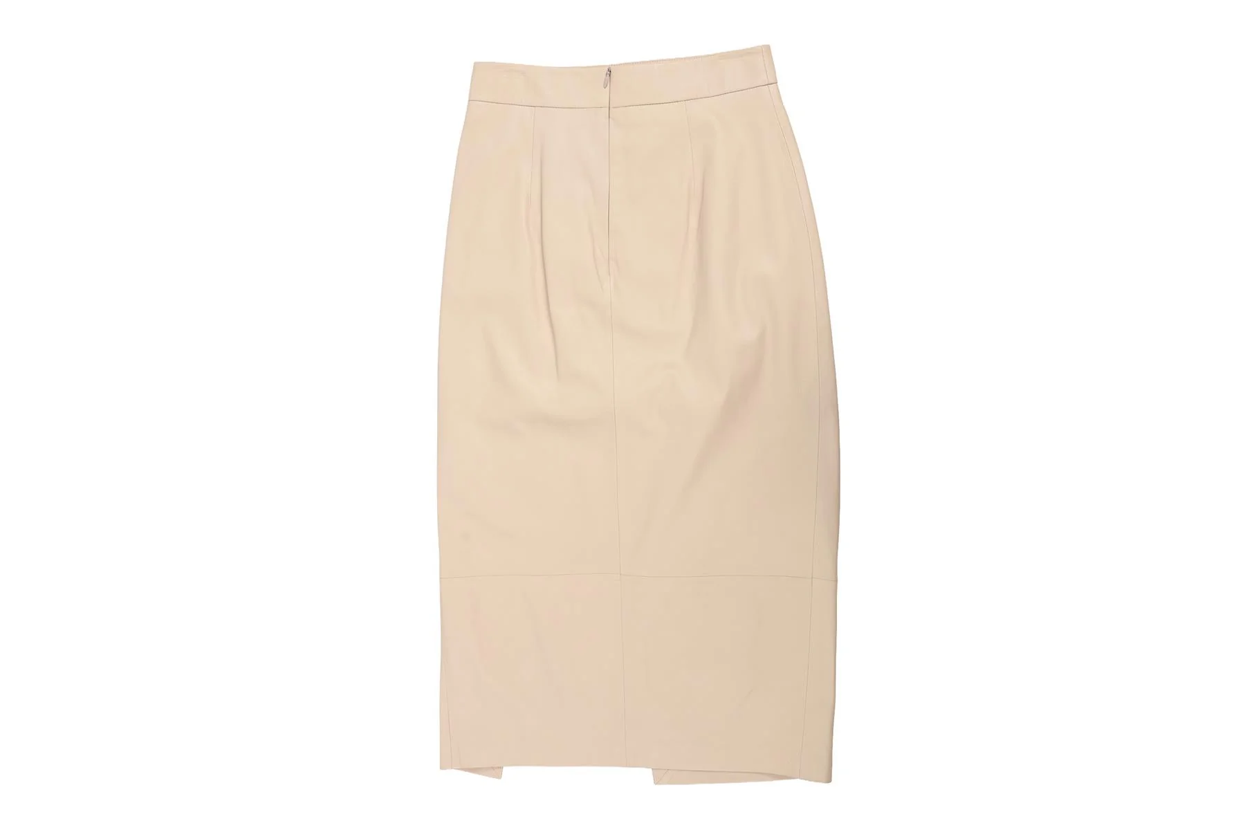 ZEYNAP ARCAY TAUPE LEATHER MIDI SKIRT FR 36 UK 8 - Image 4