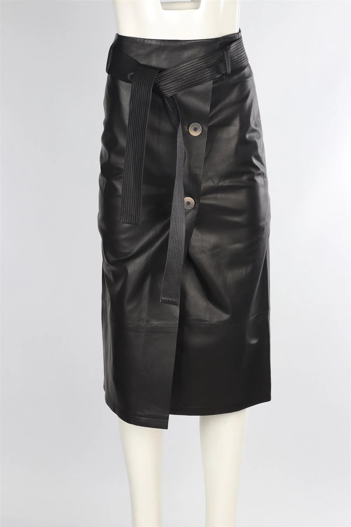 ZEYNEP ARCAY BLACK LEATHER MIDI SKIRT UK 6 US 2 - Image 2