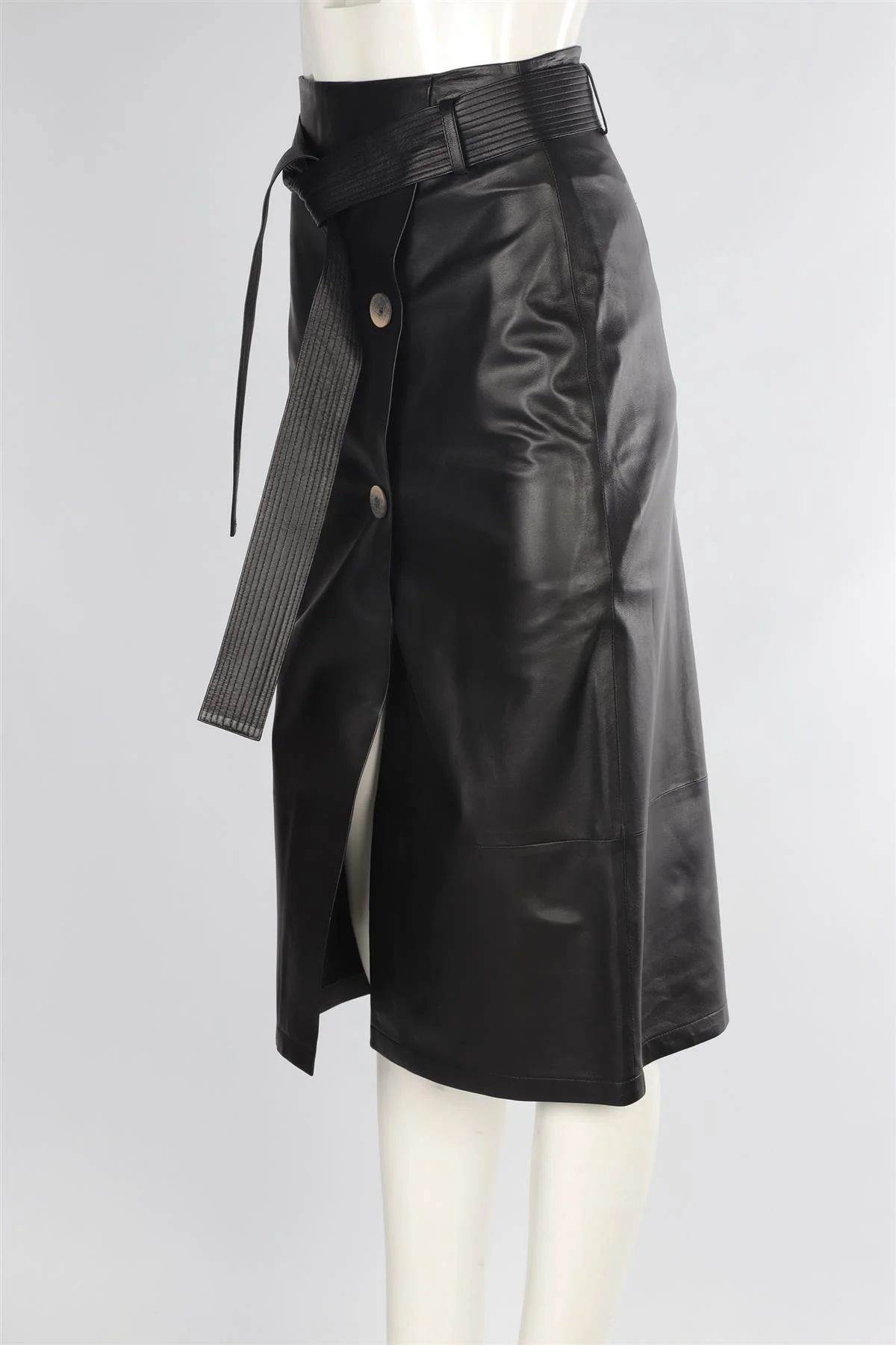 ZEYNEP ARCAY BLACK LEATHER MIDI SKIRT UK 6 US 2 - Image 3