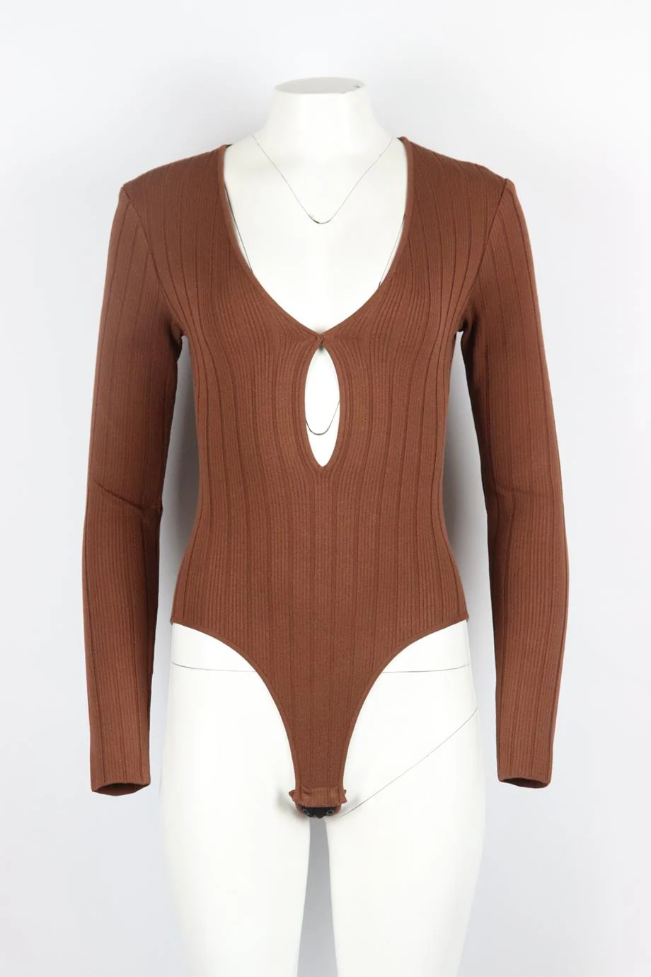 ZEYNEP ARCAY CUTOUT RIBBED STRETCH KNIT BODYSUIT US 4 UK 8 - Image 2