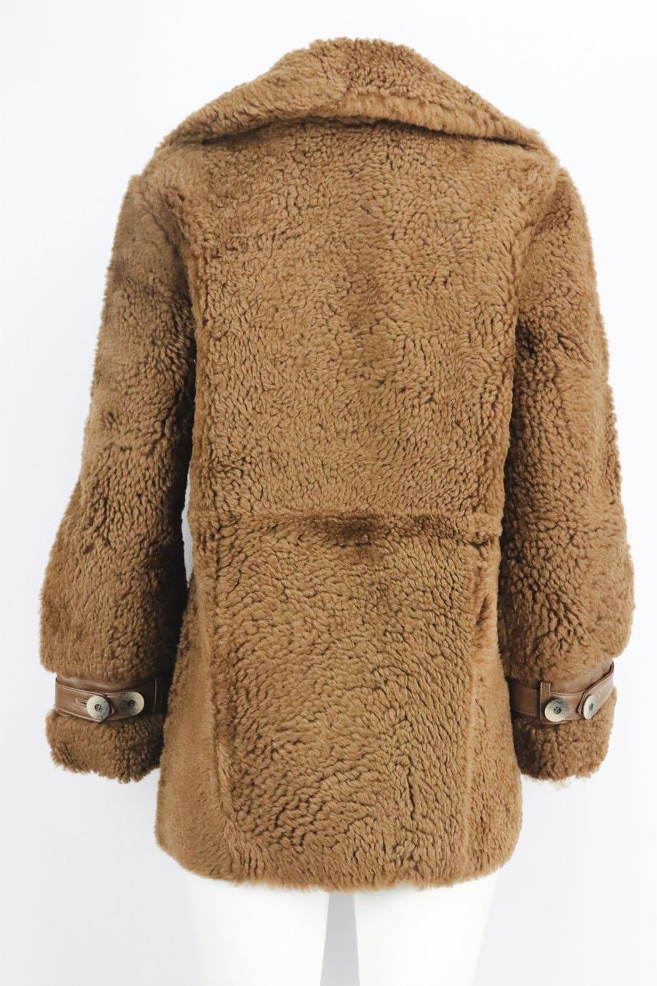 ZEYNEP ARCAY LEATHER TRIMMED SHEARLING COAT FR 34 UK 6 - Image 4